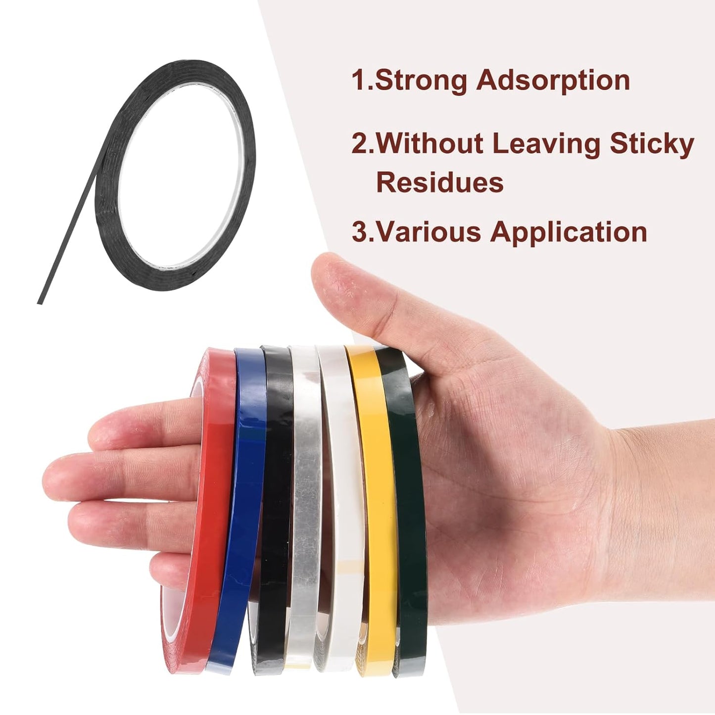 MECCANIXITY 10 Rolls Whiteboard Tape Graphic Chart Tape 3mm 54.7 Yard Art Tape Thin Self-Adhesive Pinstripe Tape Masking Tape for Gift Wrapping Craft Supplies, Black