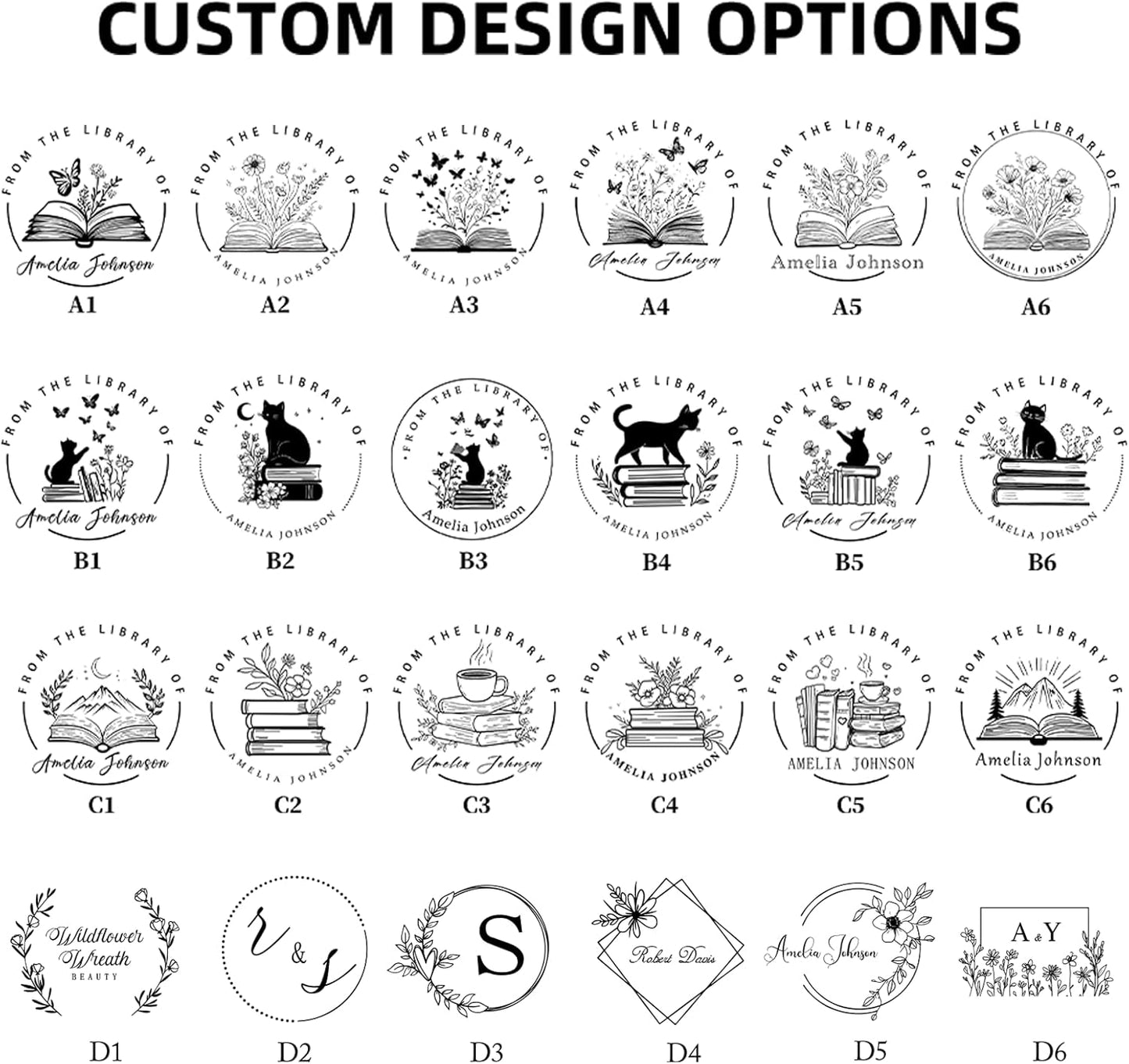 Book Embosser Personalized | Embosser Stamp Custom | Ex Libris | Book Stamp Personalized | from The Library of | Floral Book Press | Library Stamp Personalized (Gold)