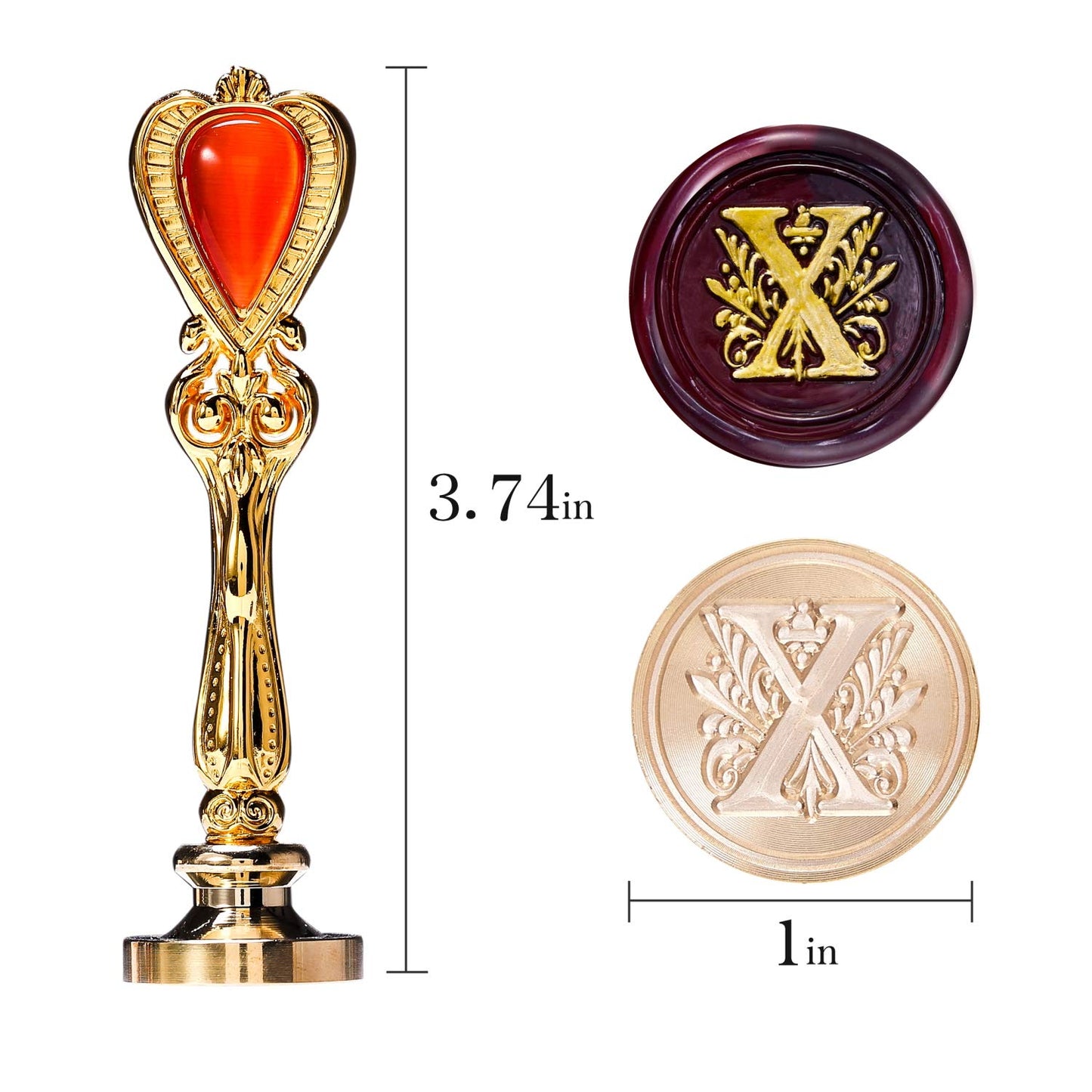 Letter X Alphabet Sealing Wax Stamp, Initial Sealing Wax Seal Stamp, Gold