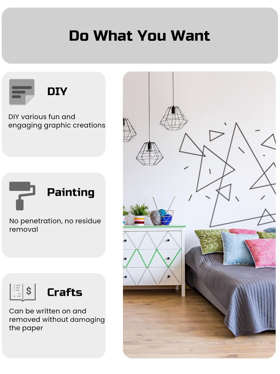 Lichamp Blue Painters Tape Bulk, 10 Pack 1.9 inch Wide by 55 Yards Tape, Blue Tape for Crafts Arts