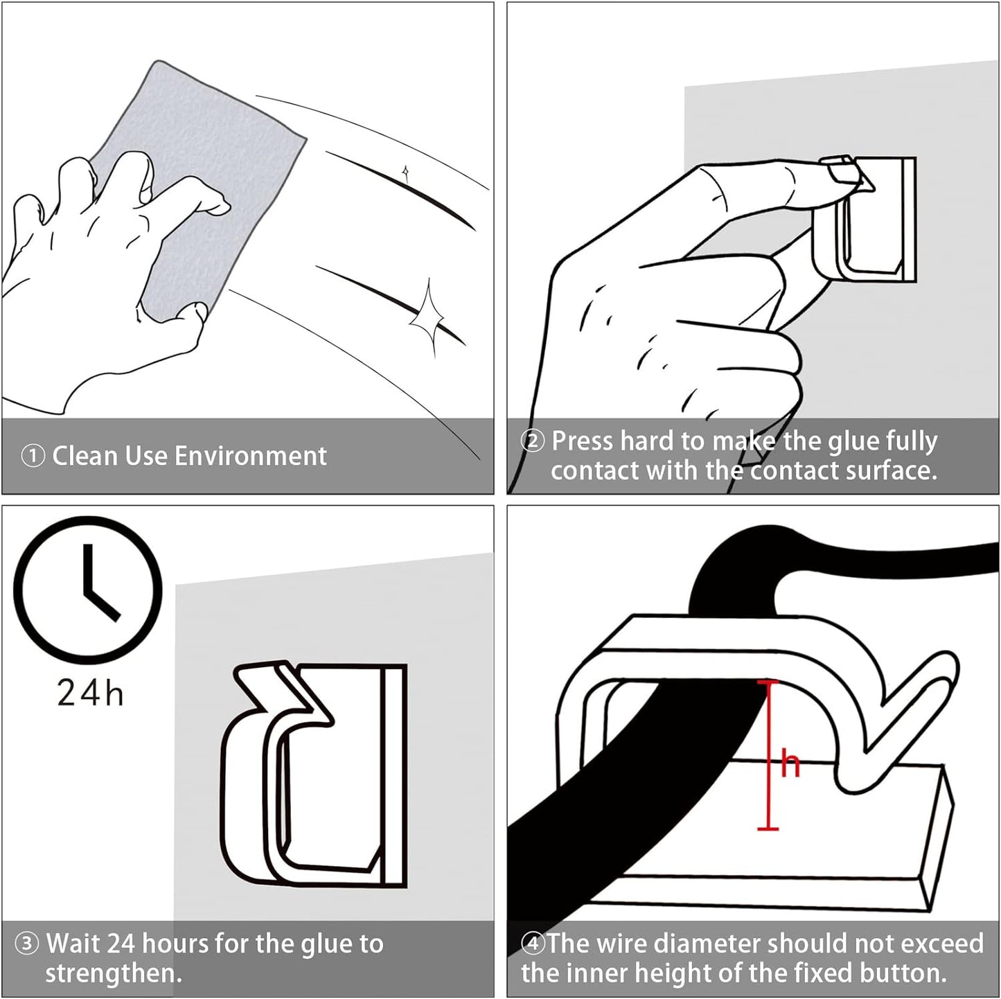 XHF 5/8” Adhesive Cable Wire Clips Black 60pcs, Cable Staples Outdoor Cable Management Wire Organizer Cord Holder for Under Desk, Car, Wall, TV PC Ethernet Cable