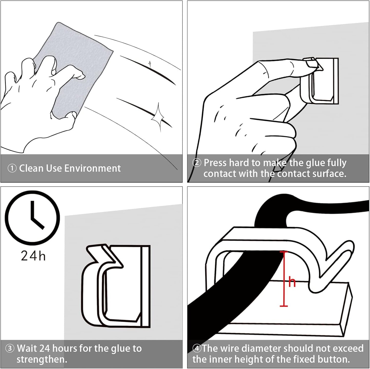 XHF 3/4” Adhesive Cable Wire Clips Black 60pcs, Cable Staples Outdoor Cable Management Wire Organizer Cord Holder for Under Desk, Car, Wall, TV PC Ethernet Cable