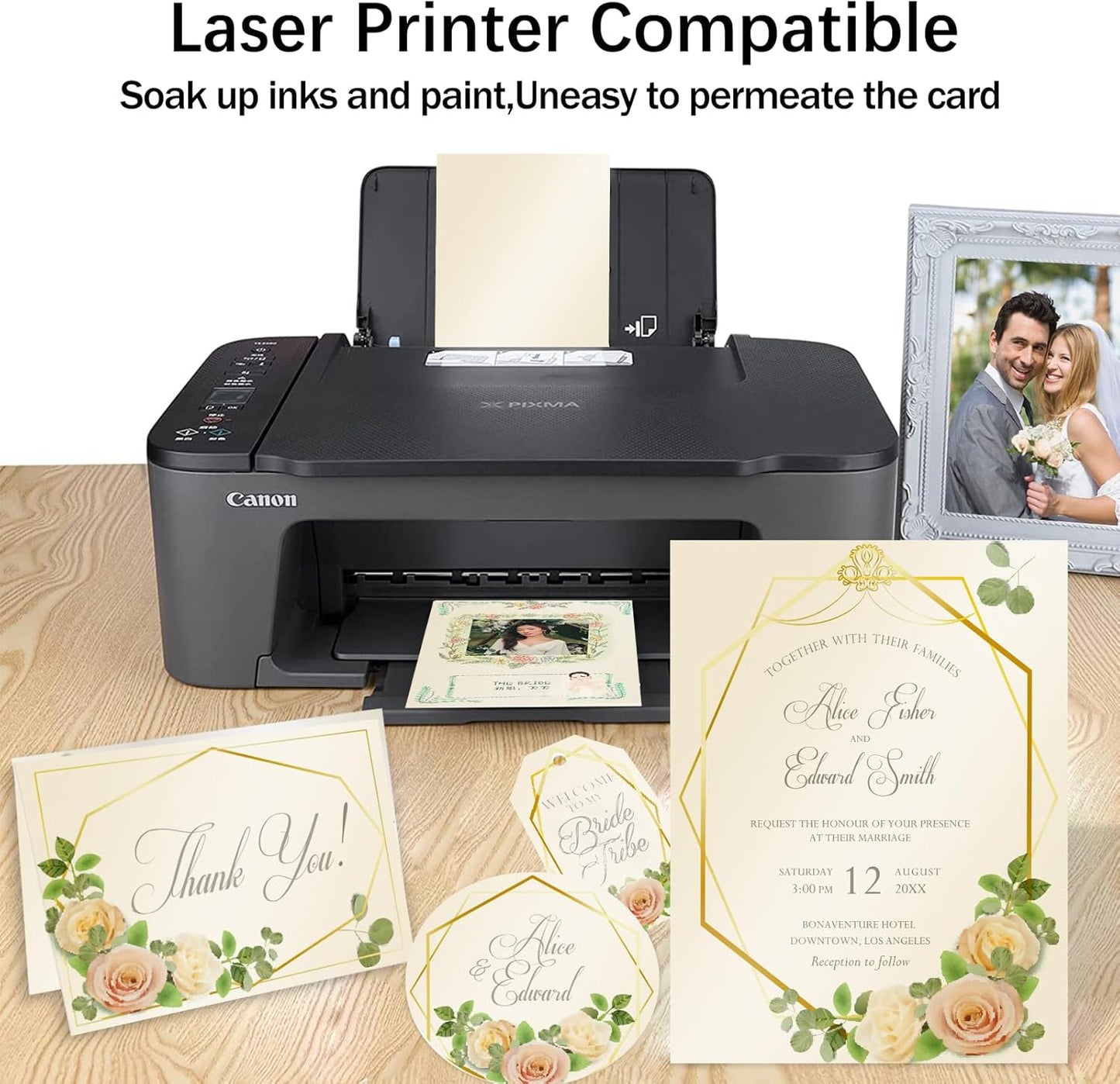 100 Sheets Cream Shimmer Cardstock 8.5 x 11 Off White Paper, Goefun 80lb Ivory Card Stock Printer Paper for Invitations, Certificates, Crafts, Card Making