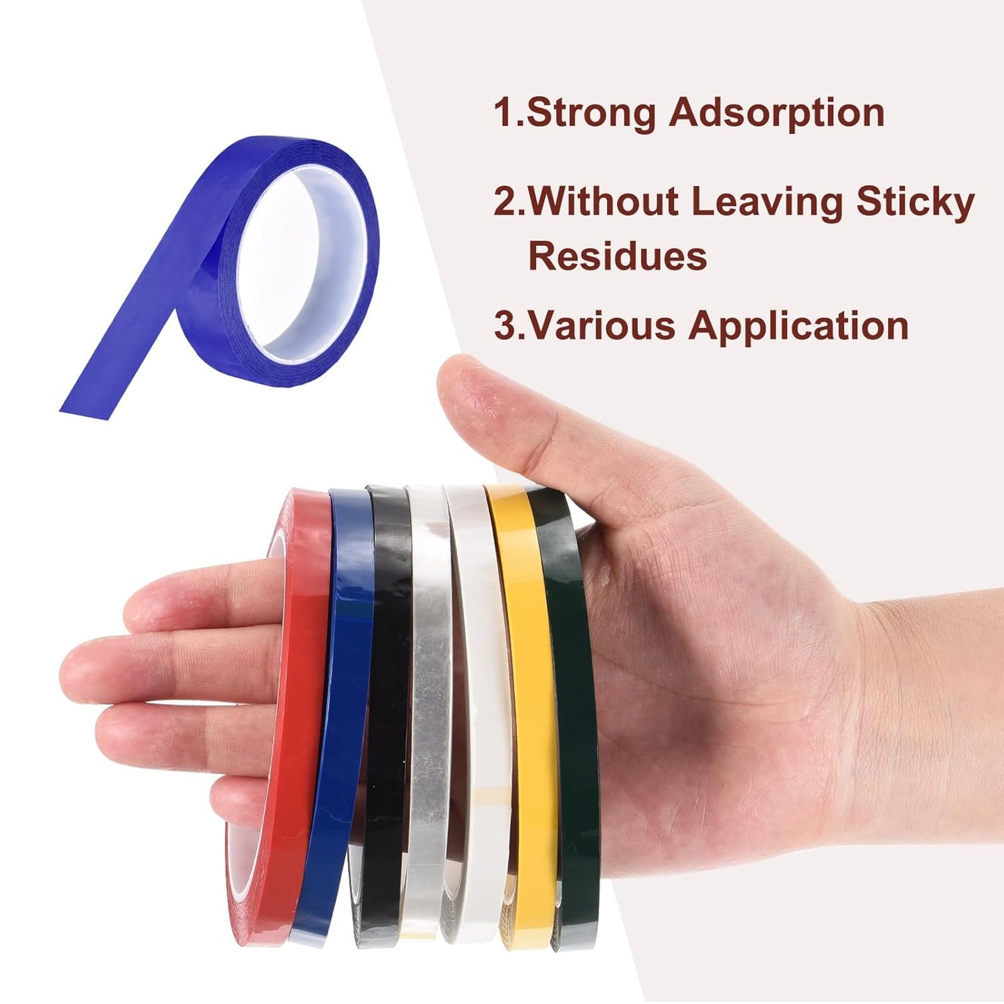 MECCANIXITY 6 Rolls Whiteboard Tape Graphic Chart Tape 25mm 54.7 Yard Art Tape Thin Self-Adhesive Pinstripe Tape Masking Tape for Gift Wrapping Craft Supplies, Blue