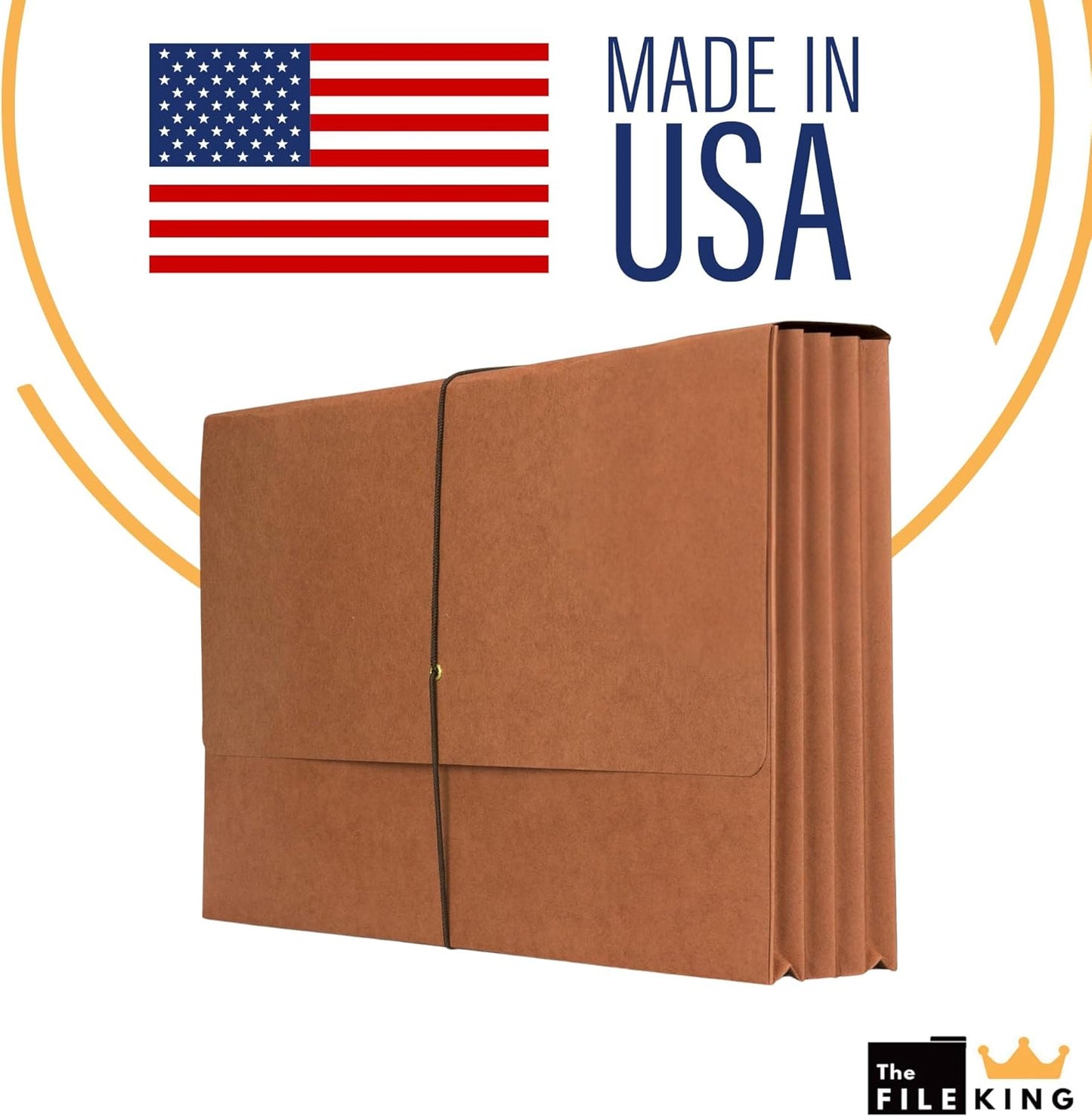 The File King Expanding File Wallet - Legal Size, 50 Redropes | USA Made | 3.5” Expandable File Folders | Redwell Folders Legal Size Wallets | Red Rope Expanding File Folder with Flap & Elastic Cord