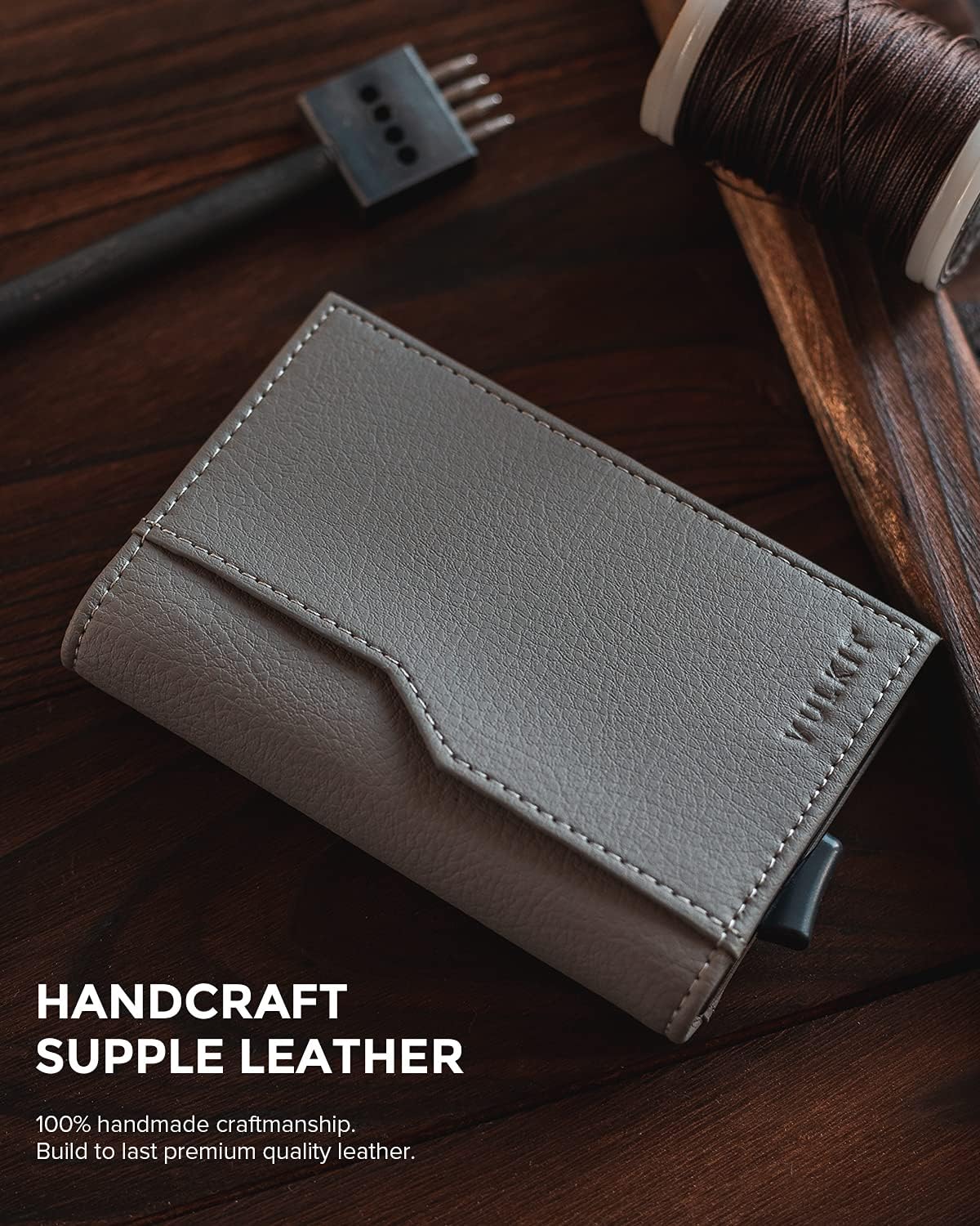 VULKIT Card Holder Wallet with Double ID Windows RFID Blocking Pop Up Wallet Minimalist Design for 12 Cards