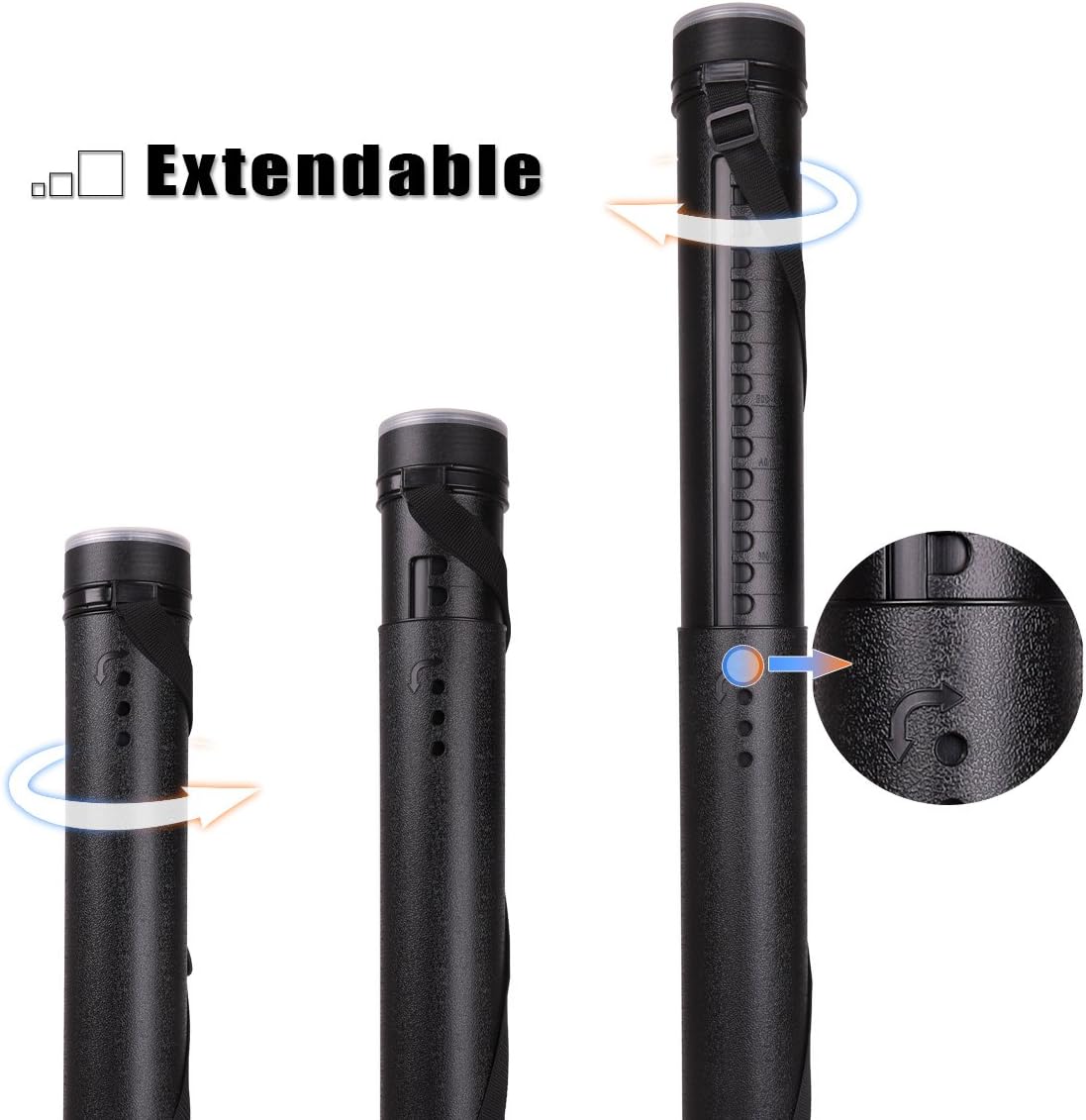 TRANSON 2-pack Durable Poster Storage Tube with Straps 24"-40" Extendable for Blueprints, Artwork, Maps, Posters