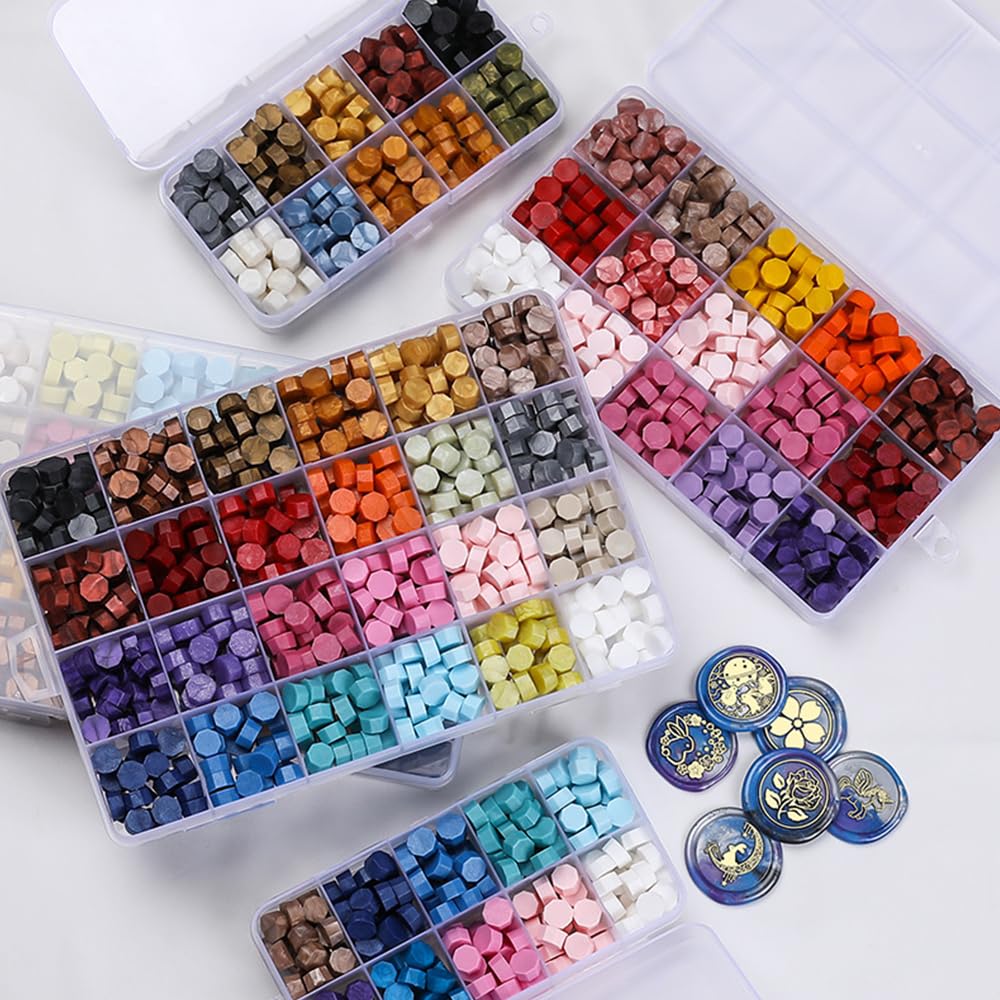 1200pcs Wax Seal Beads,48 Assorted Color Sealing Beads Ideal for Wax Seal Stamp Wedding Letter Envelope Decor Wine Bottle Sealing (Multi Color)