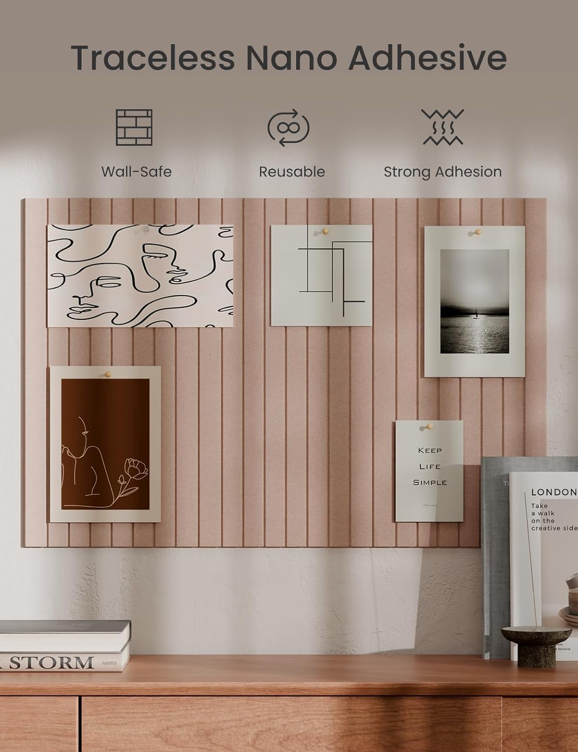 Bumusty Large Cork Board Alternative-36 x24 Felt Bulletin Board Tiles, with 30 Pushpins, 40 Adhesive Tabs, 6-Pack Slat Wall Paneling, Cork Boards for Office Push Pin Board Felt Board-Coral