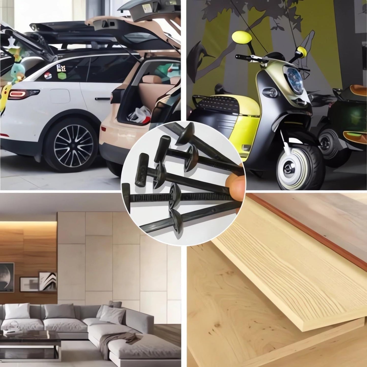 Upgraded Automotive Zipper Clips,Nylon Universal Cable Tie Buckle Self-Locking, Nylon Zip Ties Holders Kit [50+50Pcs Pin & Button] for Cars Fender Trunk Bumper Repair, Home & Garage