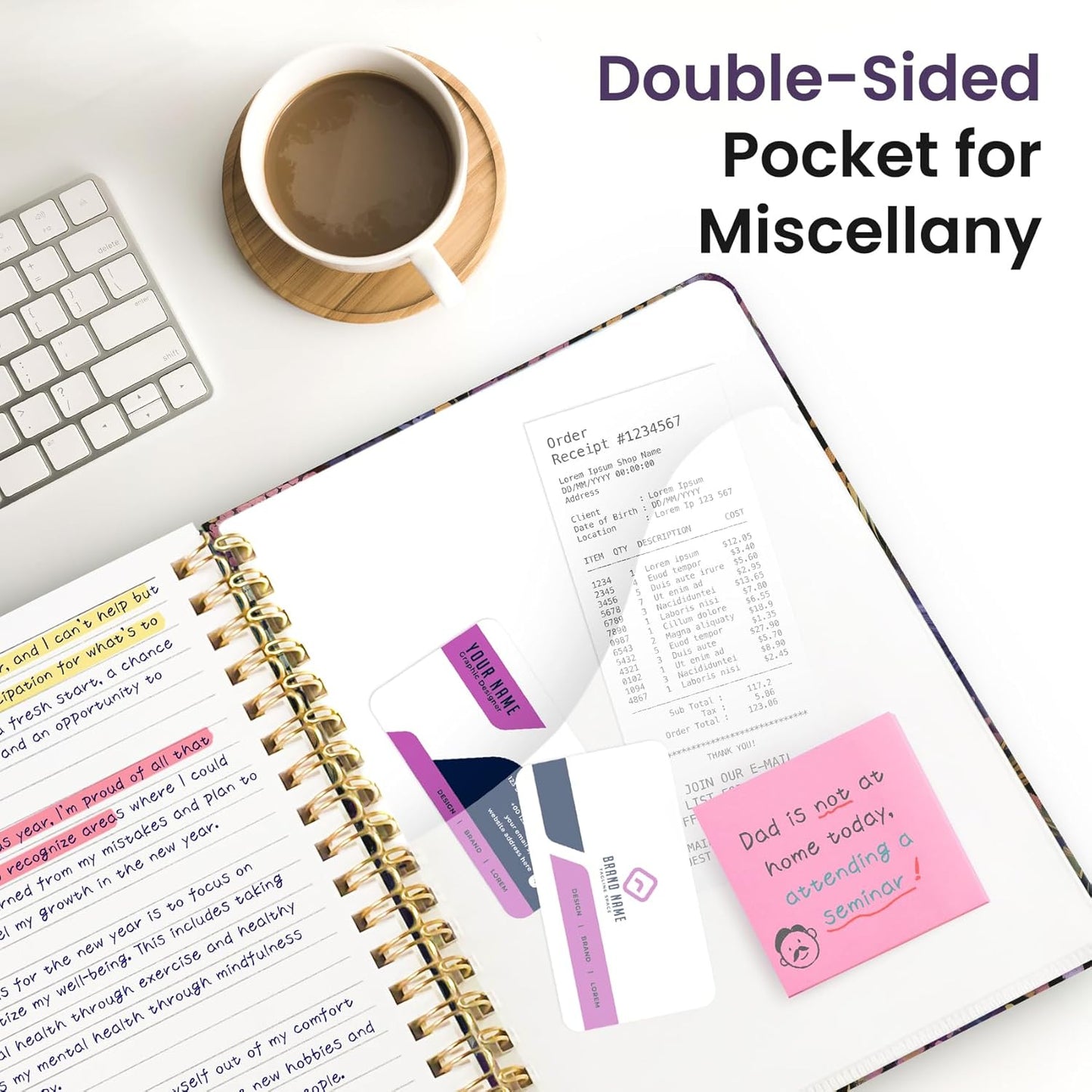 Lined Spiral Notebook Journal for Work, 300 Pages Thick B5 (7.1"x10") College Ruled Journal for Women & Writing, Hardcover Notebook for Note Taking, Perfect for Office Home School, Midnight Bloom