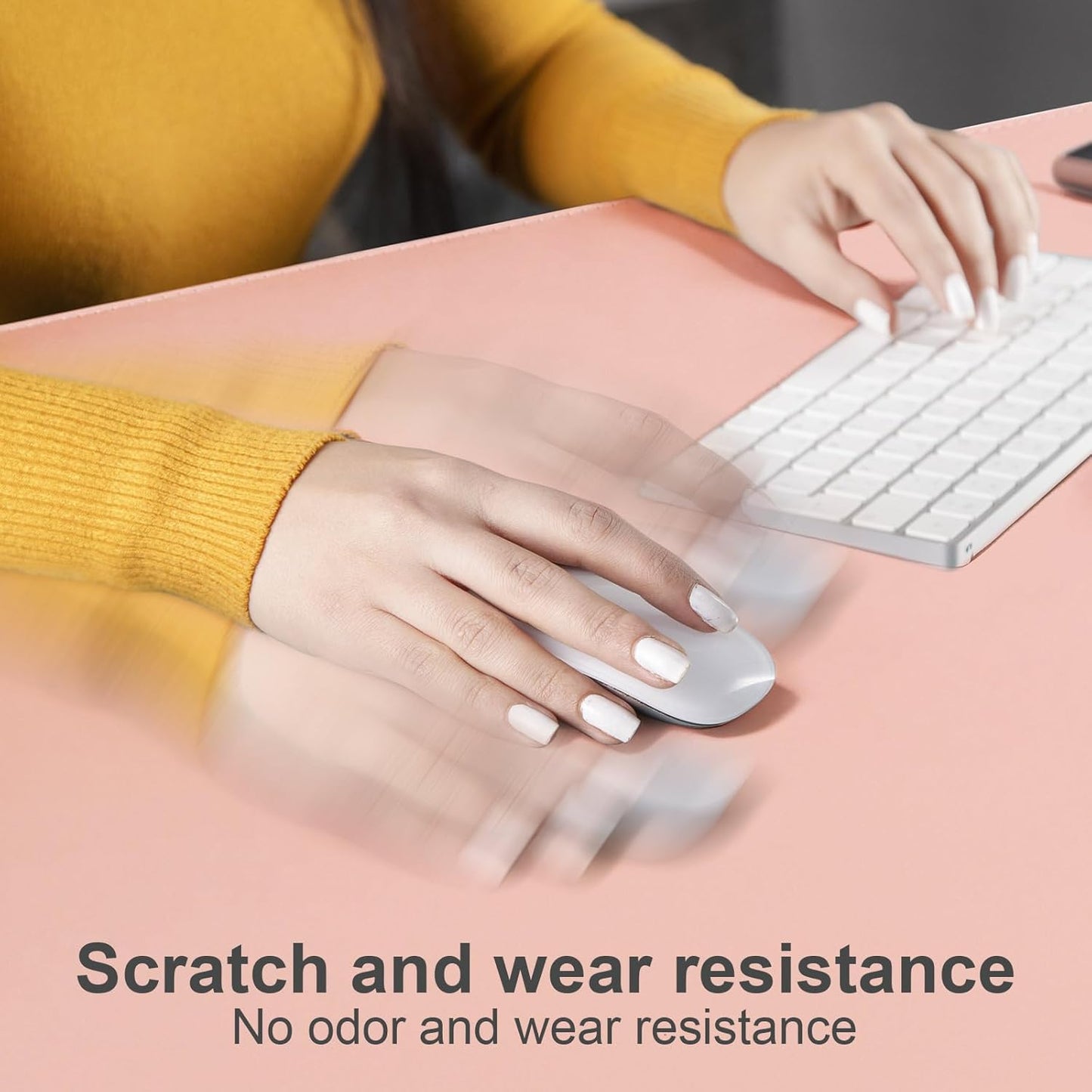 DAWNTREES Desk Mat Protector,PU Leather Desk Pad,Non Slip, Large Mouse Pad and Keyboard Mat, Waterproof Writing Pad for Office and Home (Pink,47.2''x23.6'')