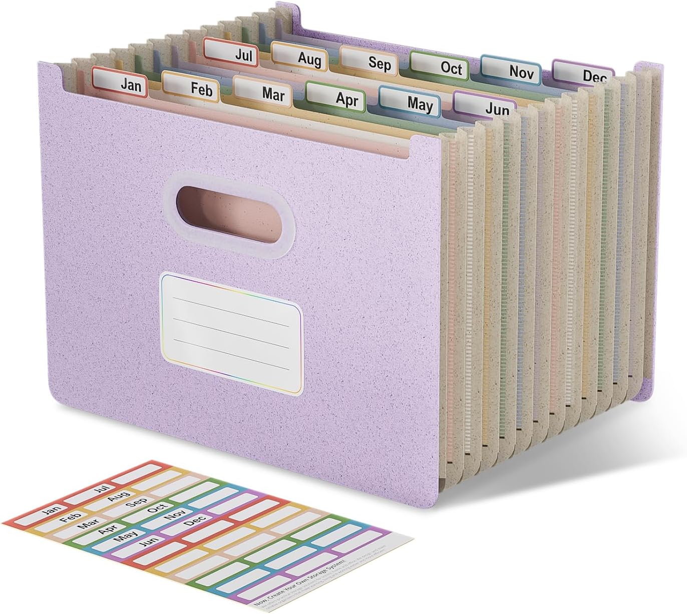 Accordion File Organizer, 12 Pockets Wheat Straw Expanding File Folders, Upright&Open Top, Monthly Bill Receipt Organizer, 100% BPA Free,Return to Nature,Healthy Living, Letter/A4 Size-Lavender Purple