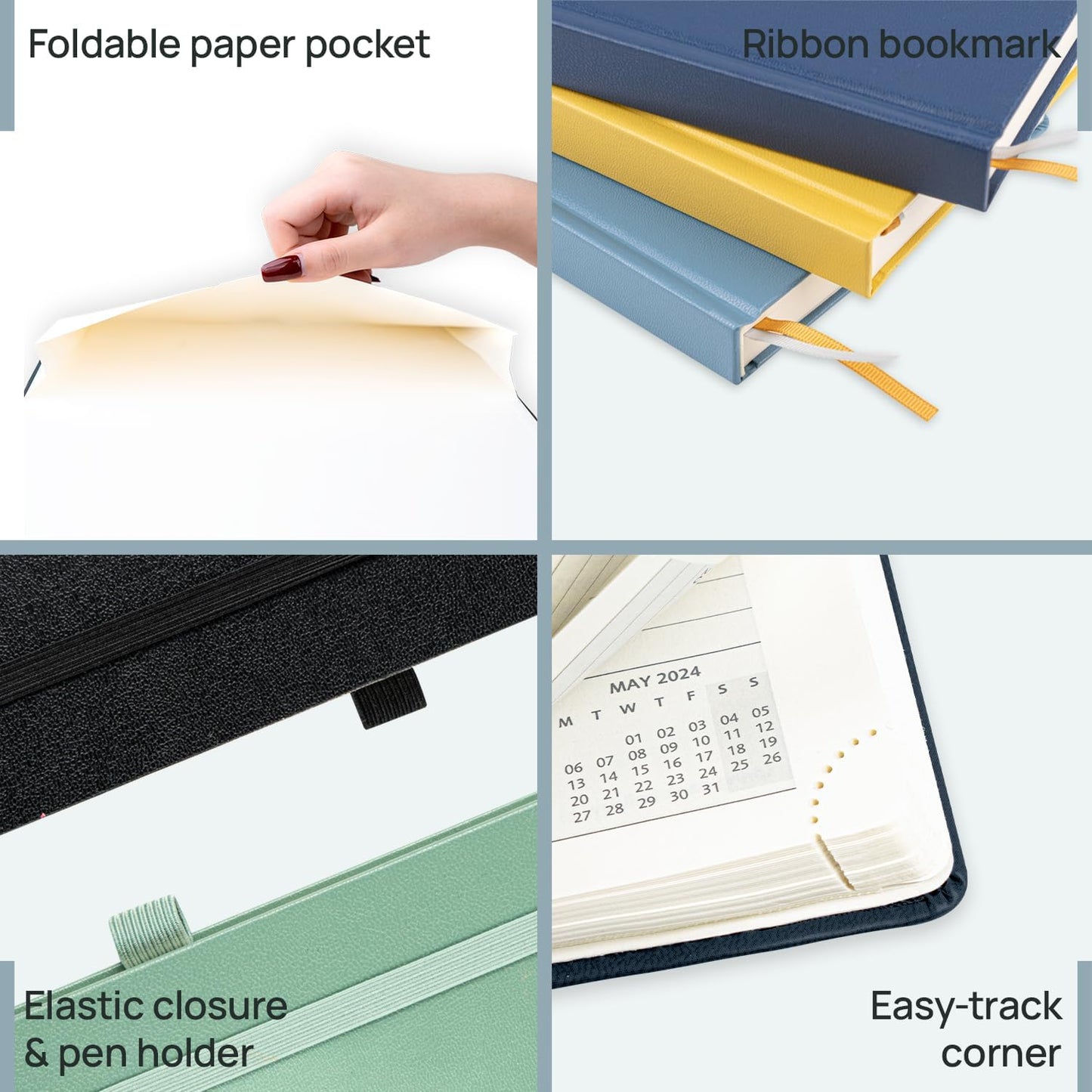 POPRUN 2026 Planner (Medium Size 8.5''x 6.5'' Hardcover) - Daily Weekly and Monthly Calendar Agenda 2026 Appointment Book with Hourly Time Slots, Monthly Tabs, 100 GSM - Midnight Green