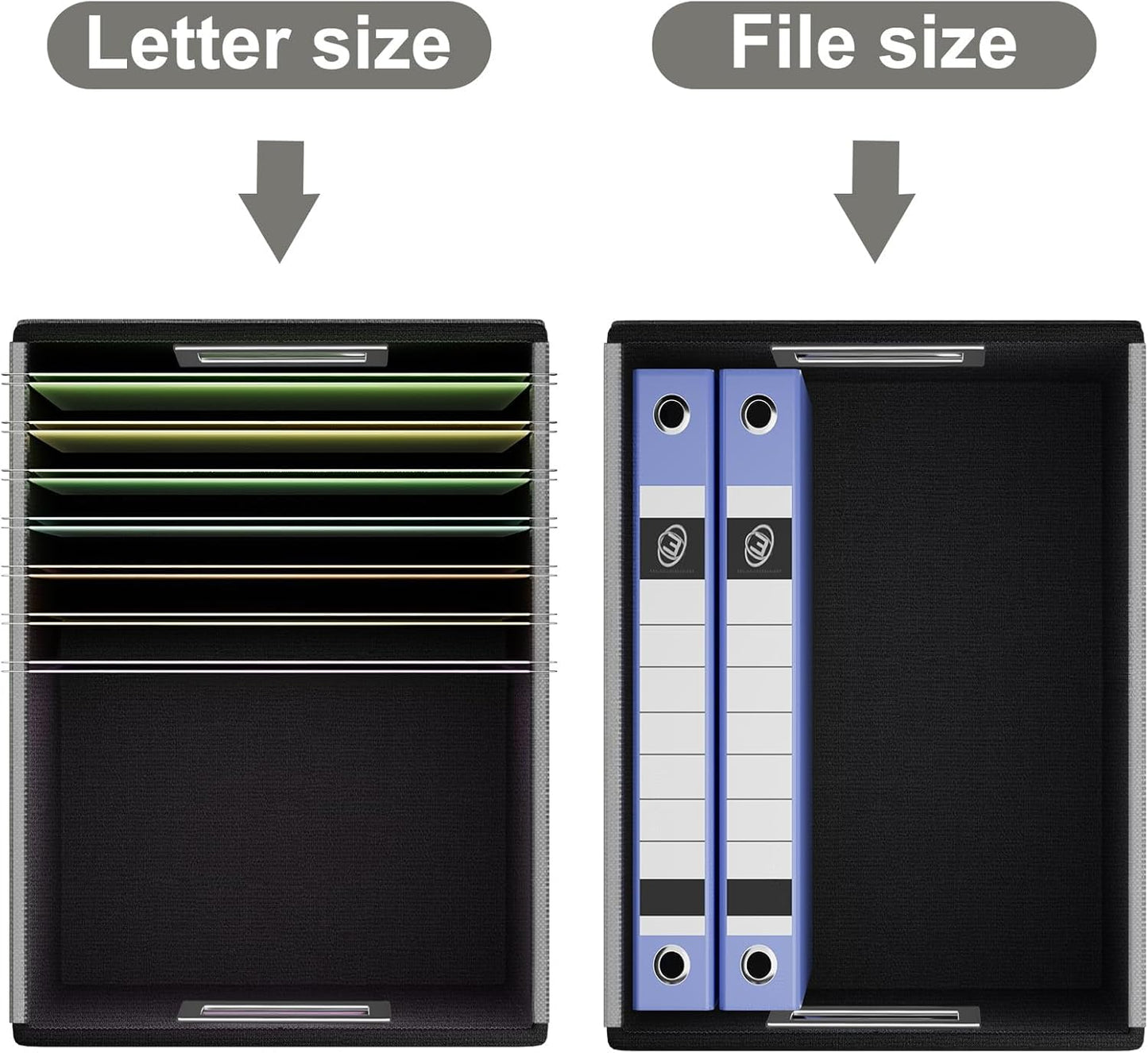 Huolewa Faux Leather File Organizer Box with Lid, Collapsible Hanging File Folder Box Organizer with Plastic Slides, Decorative Home/Office Filing System Boxes for File and Folders Storage