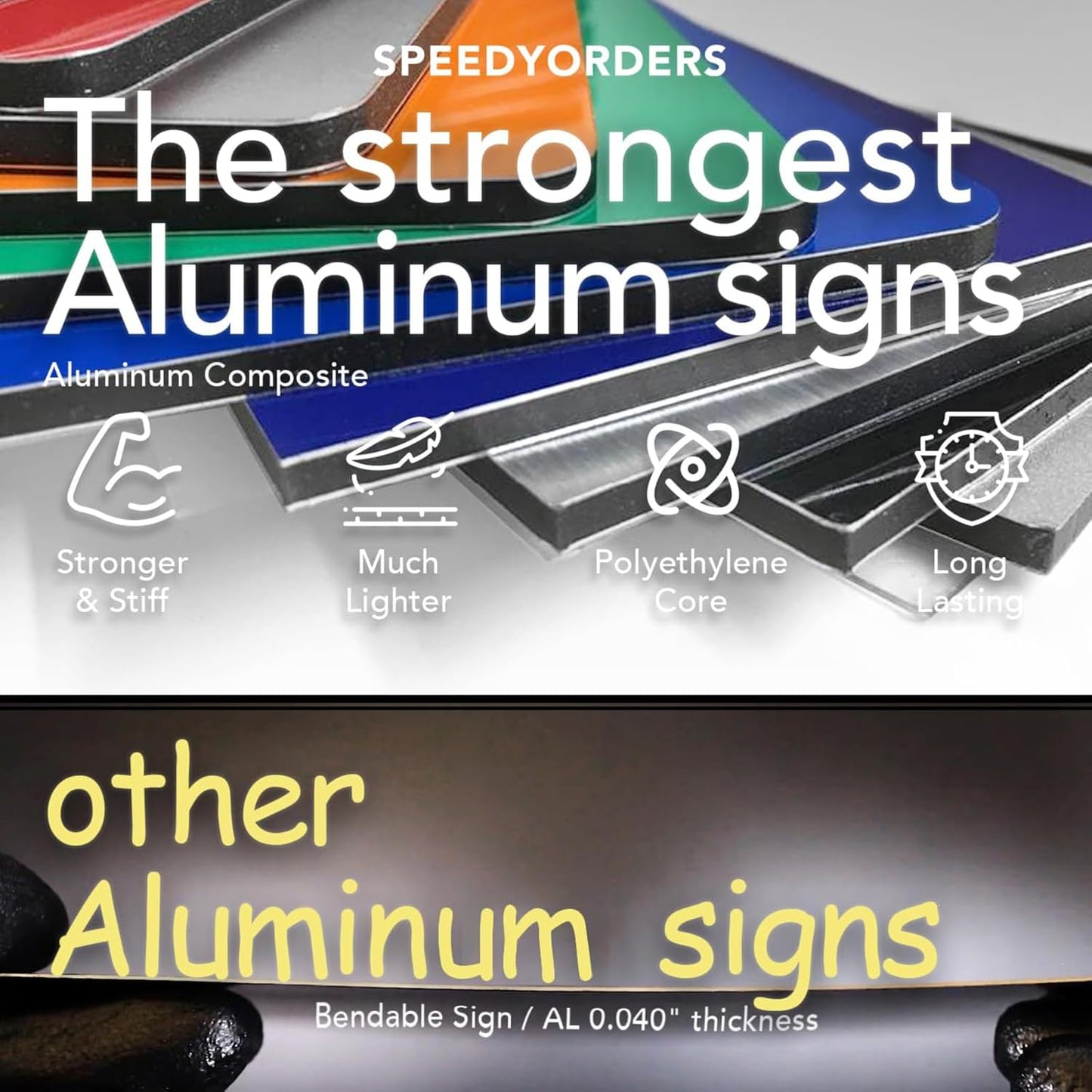 Custom Outdoor Aluminum Signs - Metal Business Signs With Black Background, 12x8 In