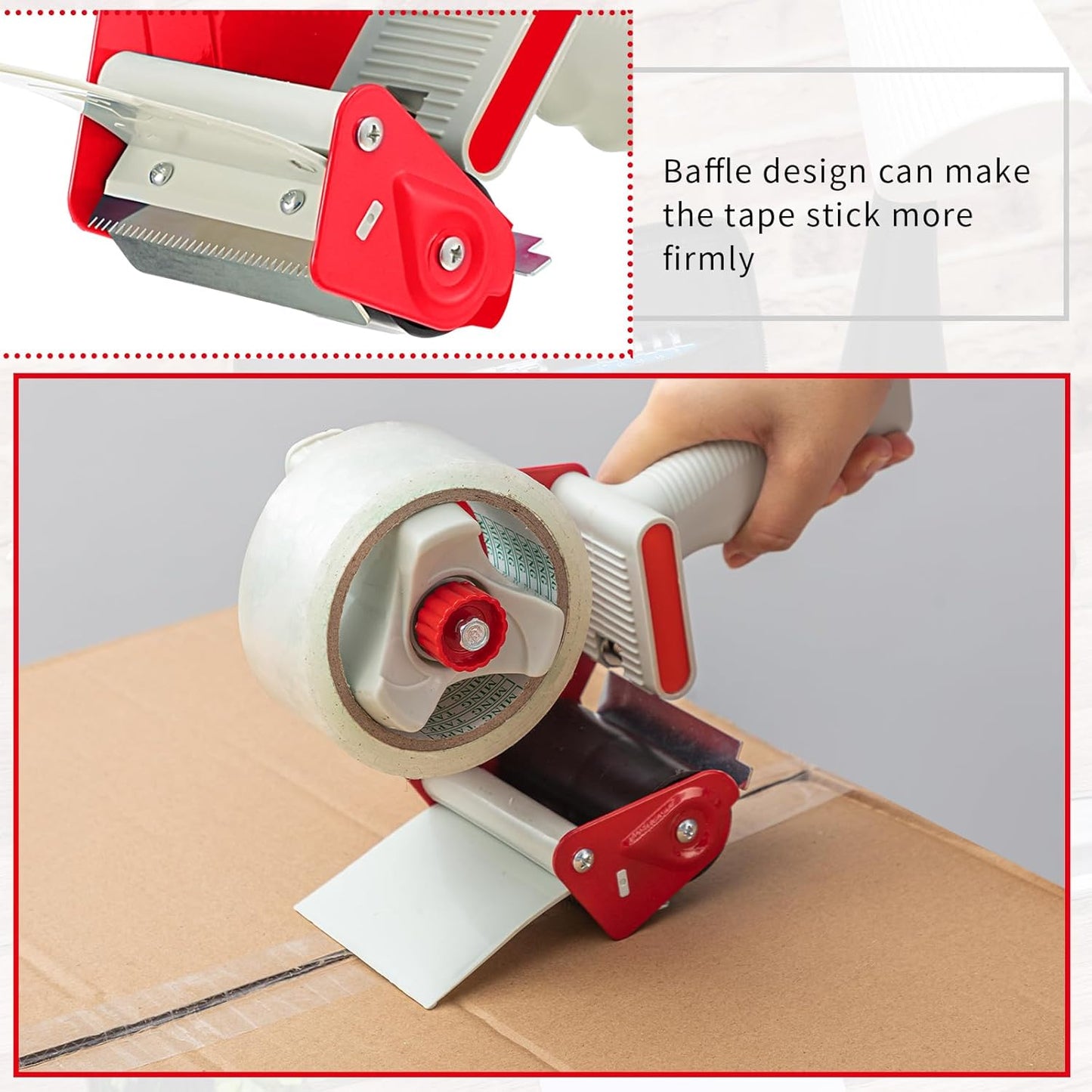 WILLBOND 3 Pack 3 Inches Wide Tape Gun Lightweight Packing Tape Dispenser Gun Heavy Duty Dispenser for Office Home Shipping Moving Shipping Carton and Box Packaging Seal Packing, Red