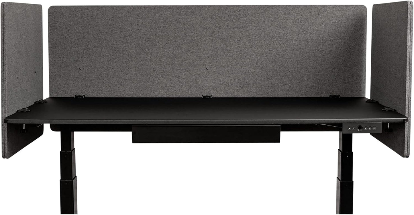 Stand Up Desk Store ReFocus Clamp-on Acoustic Desk Divider Privacy Panel That Reduces Noise and Visual Distractions (Ash Gray, 59" x 23.6, 23.6" x 23.6", & 23.6" x 23.6")
