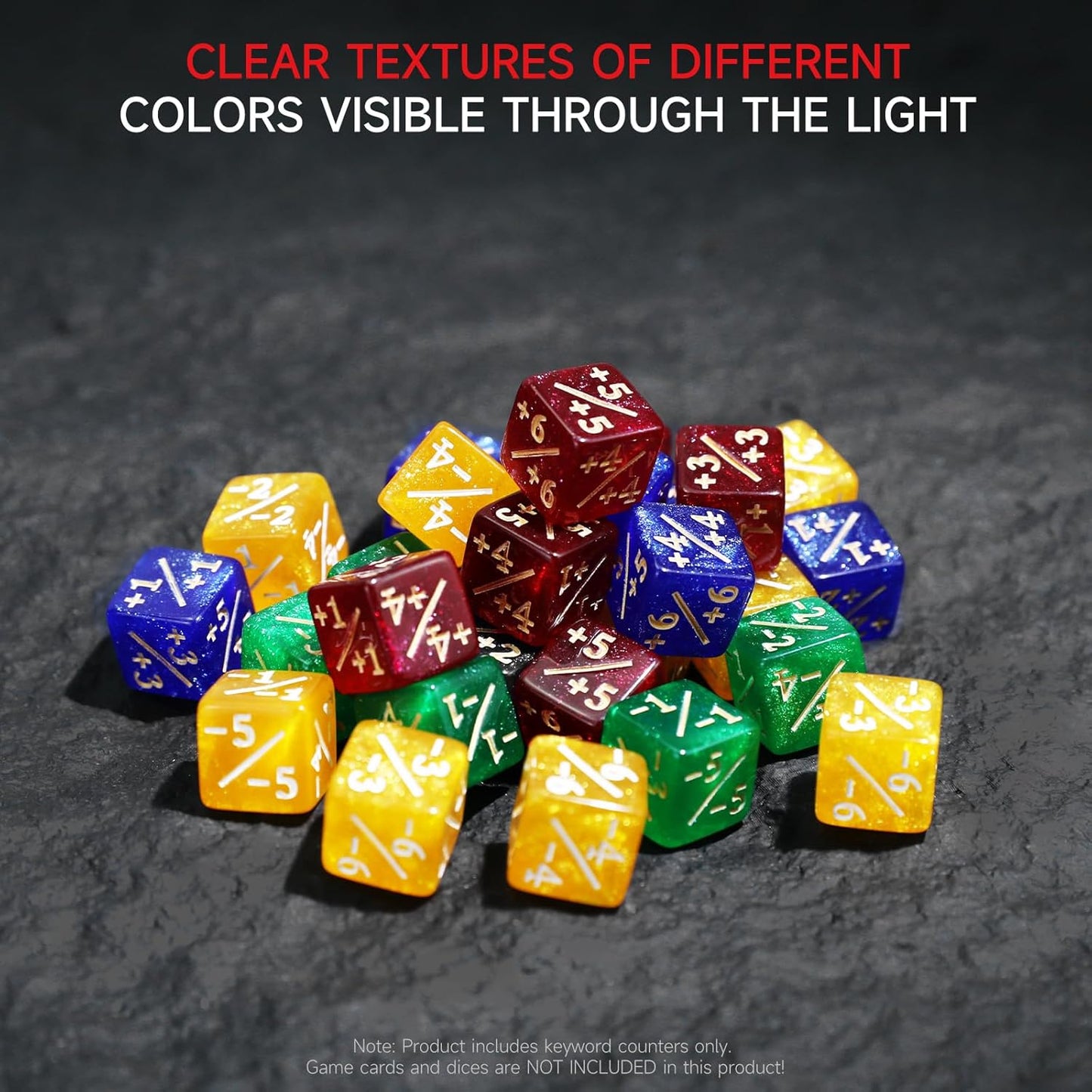 SIXPOINTS 108PCS 12mm MTG Counter Dice +1/+1 Tokens 6 Sided Dice & Keyword Counters Tokens Set for Magic The Gathering, MTG, TCG, Card Games Accessories