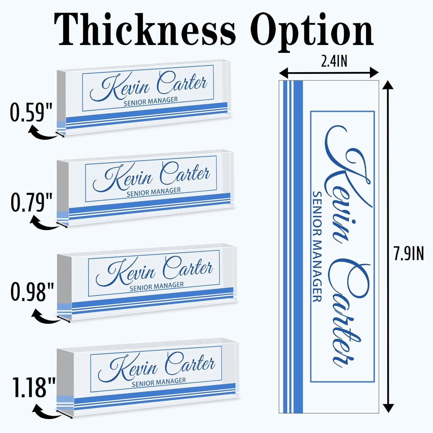 Name Plate for Desk Personalized, Acrylic Desk Decorations, Employee Appreciation Gifts, Custom Office Gifts for Coworkers, Boss, Teacher, Nurse (Business Blue)