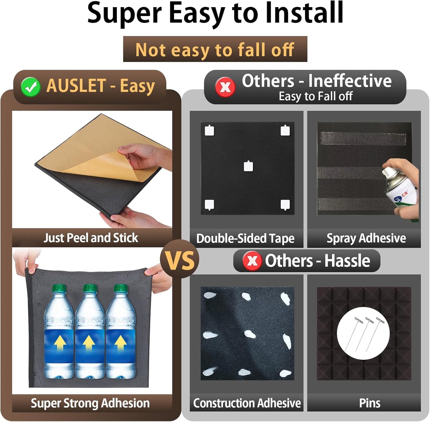 36 Pack Sound Proof Foam Panels for Walls 12" X 12" X 2" Pyramid Acoustic Foam Panels with Self-Adhesive High Density Soundproof Wall Panels for Studio and Home