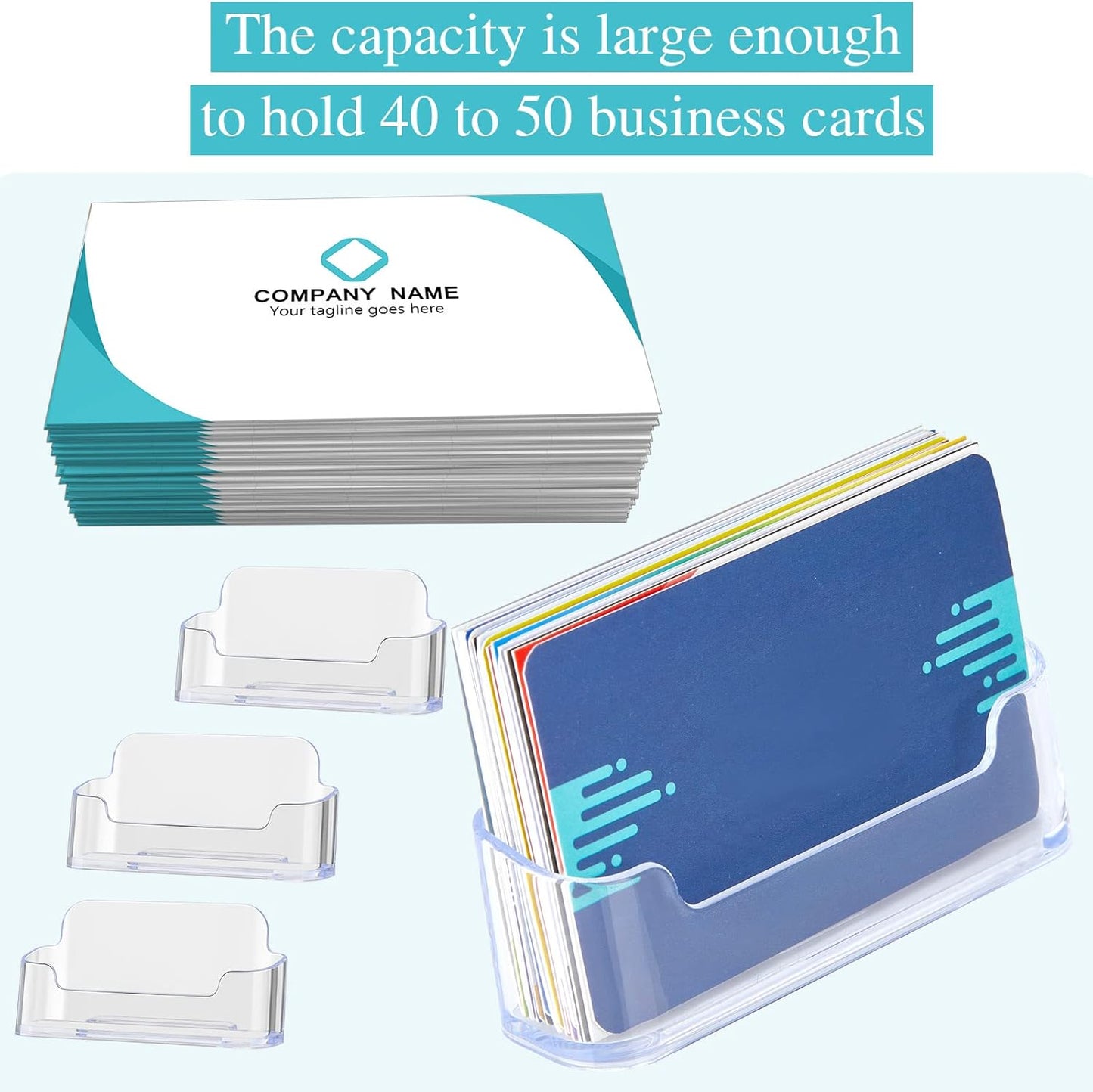 Thenshop 64 Pack Business Card Holder Desktop Business Card Stand Acrylic Holder Stand Clear Postcard Display for Home Office Desk Table (Desktop Style)