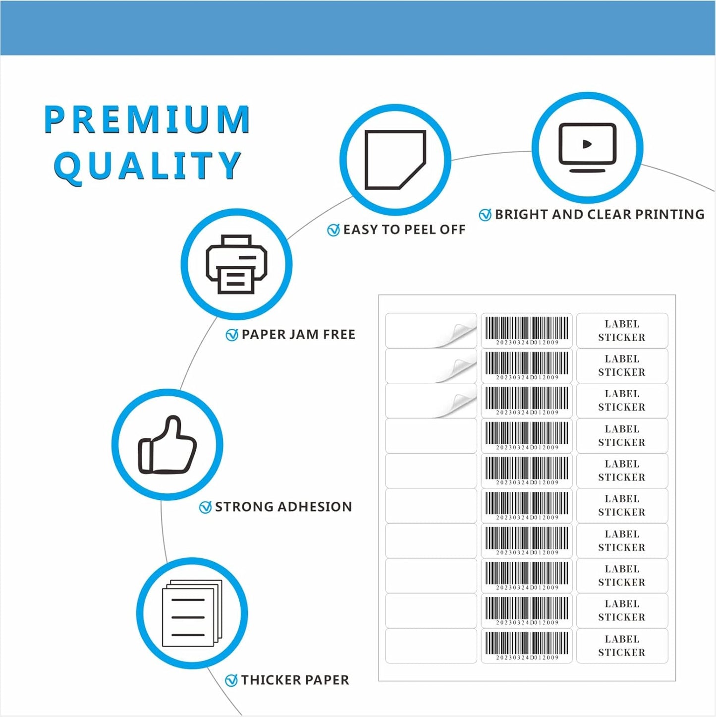 Address Labels, JIQEZNL Premium 1" x 2-5/8" Mailing Labels for Envelopes, 3000 Address Label Sticker Paper for Laser/Ink Jet Printer, White Blank Printable Sticker Labels 30 Per Sheet 8.5"×11"