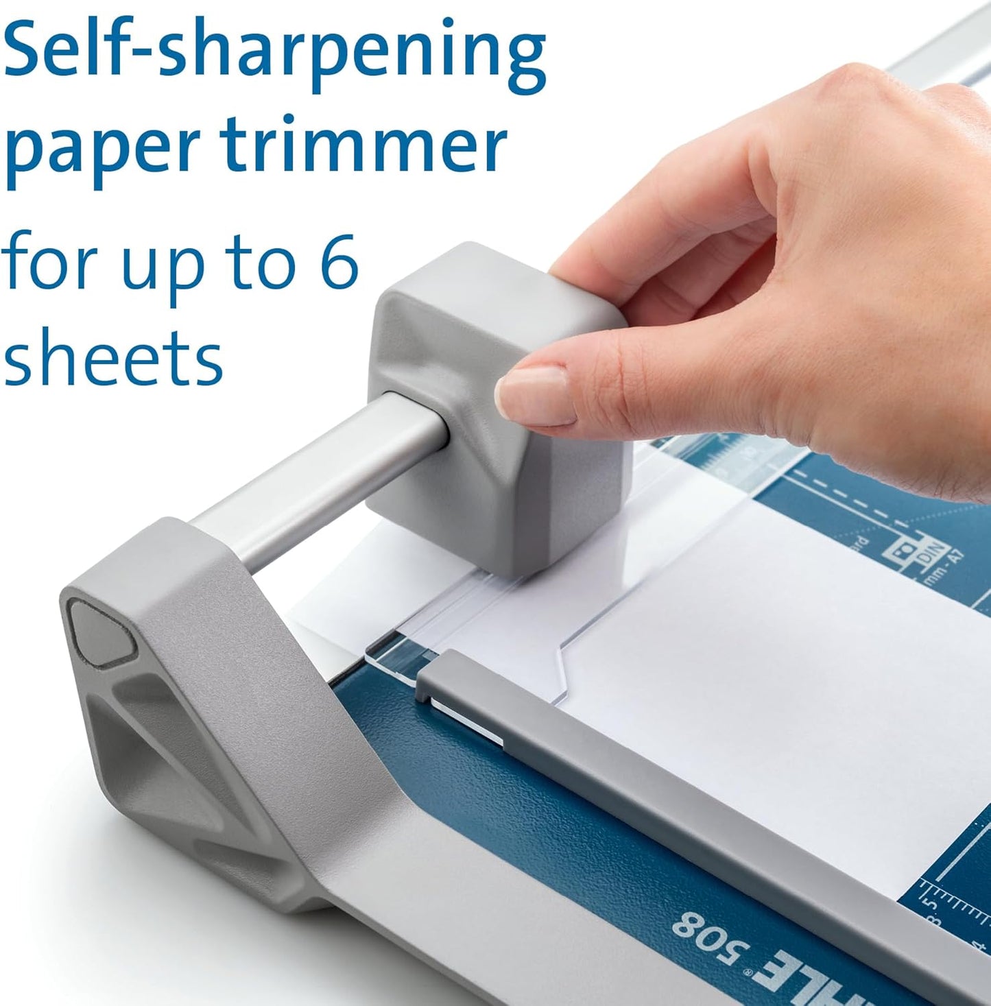 Dahle 508 Personal Rotary Trimmer, 18" Cut Length, 5 Sheet Capacity, Self-Sharpening, Automatic Clamp, German Engineered Paper Cutter