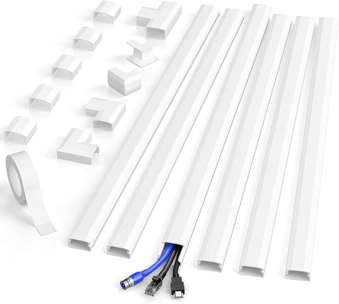 Delamu Cord Hider, Large Cord Covers for 2-3 Wires, Wire Covers for Cords Cable Hider, 94.5in Wire Hiders for TV on Wall, Easy Set up Cable Cover Management Kit, 6X L15.7 W1.0 H0.53in