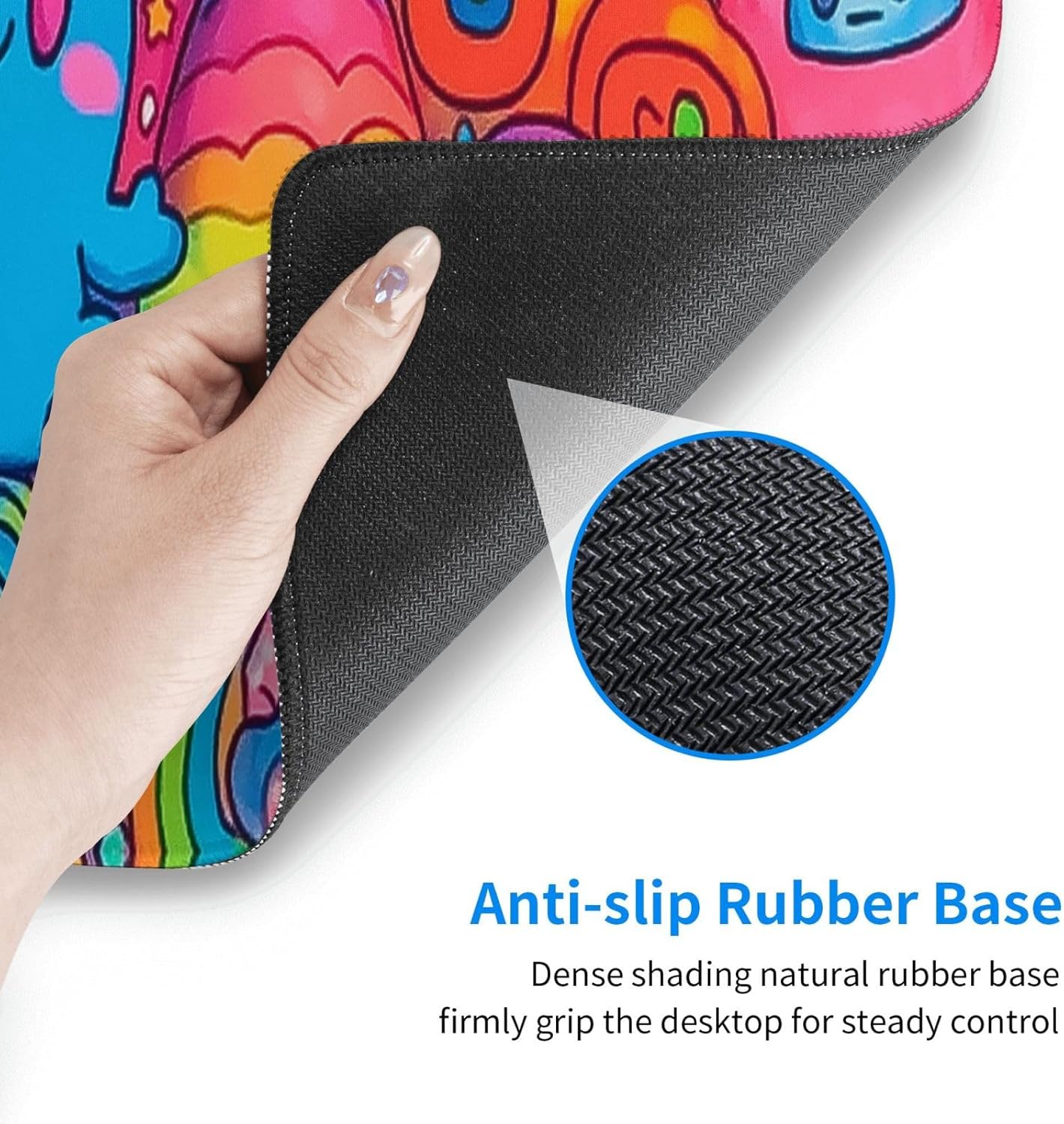 Cartoon Mouse Pad 31.5 X 11.8 Inch Big Desk Rubber Base Stitched Edges Keyboard Pad XXL Mouse Mat for Home Game and Office