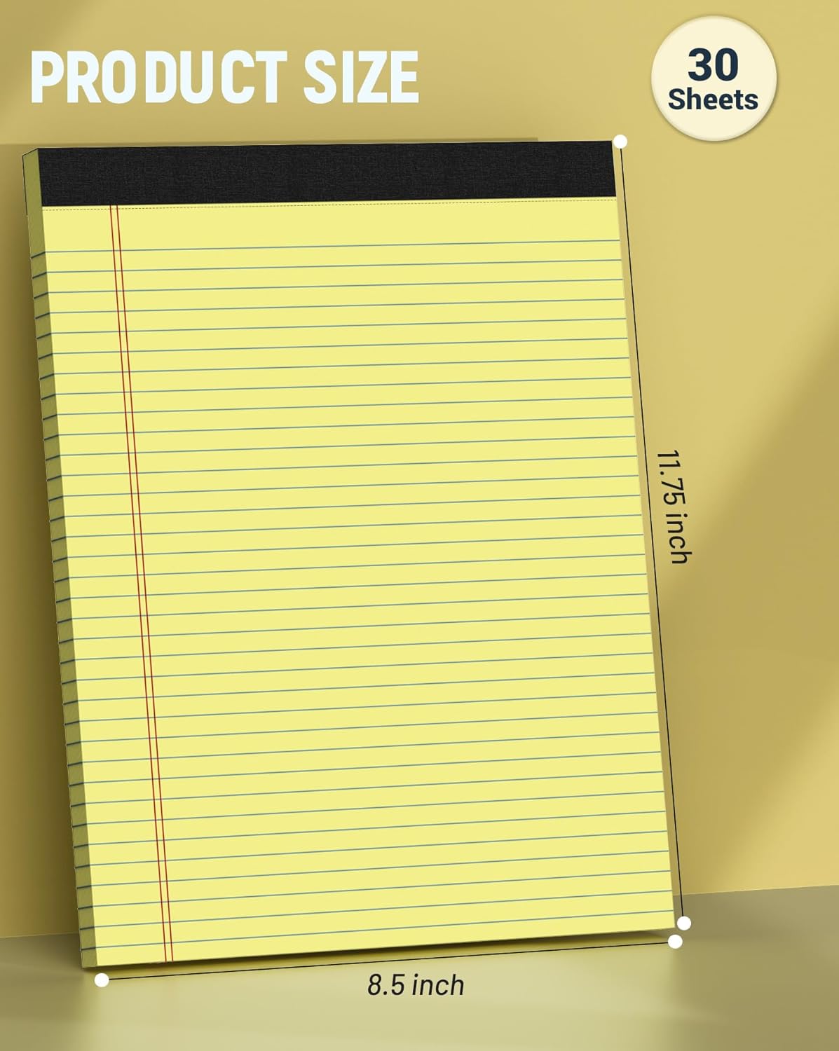 Legal Pads 8.5 x 11 College Ruled, 12 Pack Yellow Legal Note Pads 8.5 x 11 Perforated Paper Tablets 8-1/2 x 11 Narrow Ruled Writing Note Pads 30 Sheets Pads of Paper Notepads Yellow Notebook Notepad