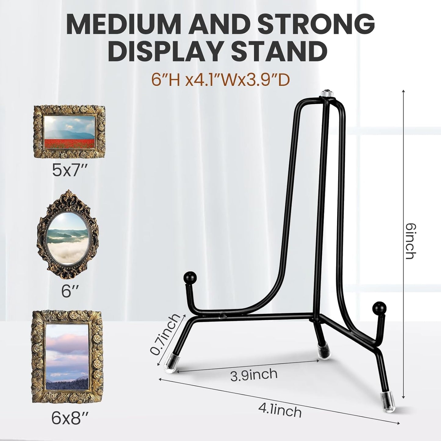 Chumia 18 Pcs Anti Slip Plate Stands for Display, Black Iron Easel Plate Holder Picture Frame Holder Stand for Display Decorative Photo Tabletop Artwork(6 Inch)