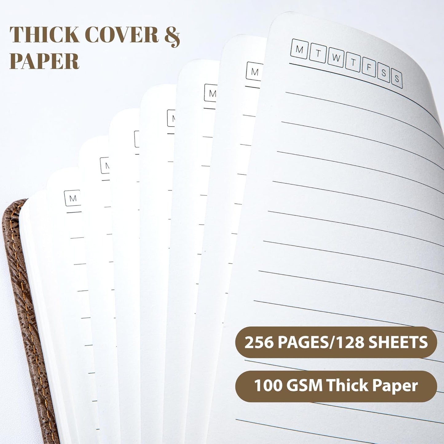 CAGIE Lined Journal for Men Women, Tree Growth Ring Leather Bound Journal Notebook, 256 Pages 100 GSM Journals for Writing, A5 Hardcover Journaling Notebooks for Work, Note Taking