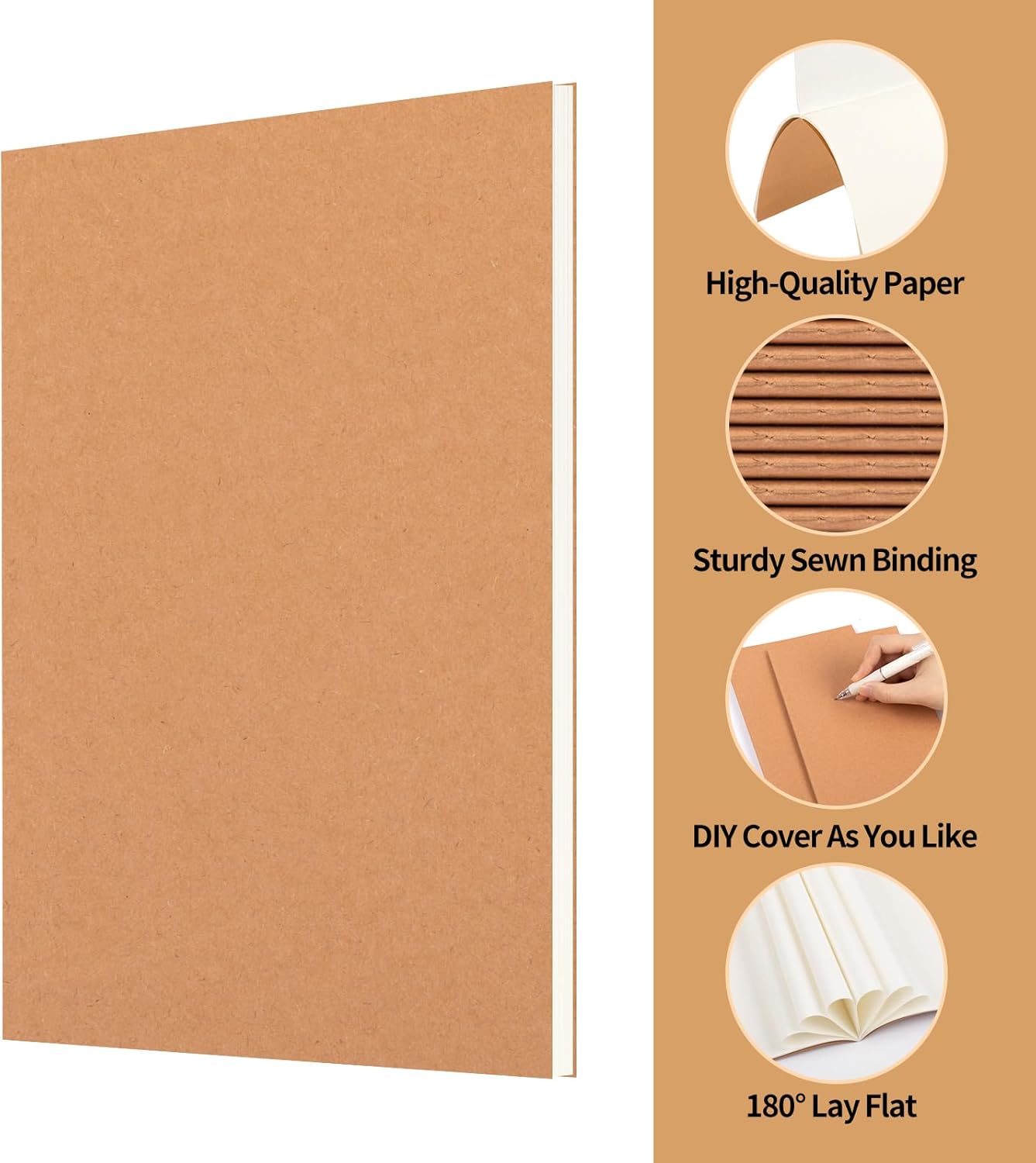 24 Pack A5 Blank Kraft Notebooks Bulk, Journaling Notebooks, Soft Cover Composition Notebook, 8.3x5.5 Inches 60 Pages Travel Journal Notebooks Set for Work, School, Student, Kids, Writing