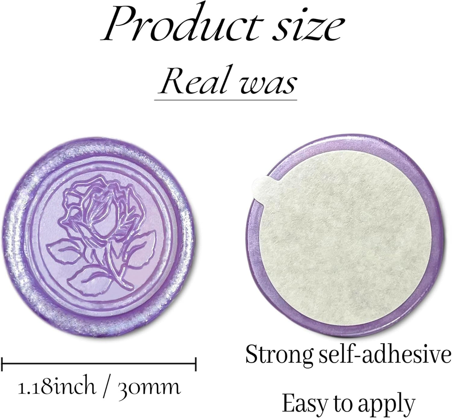 25Pcs Wax Seal Stickers Handmade Envelope Seals Self Adhesive Wax Stickers for Wedding Party Invitations, Envelope, Gift Wrap, Christmas(Rose Style, Lilac Purple)