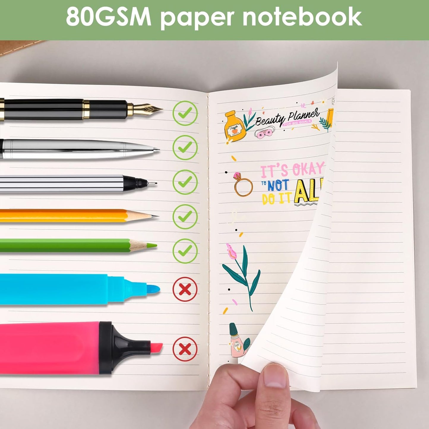 LABUK 48 Pack Lined Kraft Notebooks, A5 Journals Bulk, 8.3x5.5 Notebook Bulk for Traveler Journal, Students Gift School Office Supplies (30 Sheets/60 Pages)