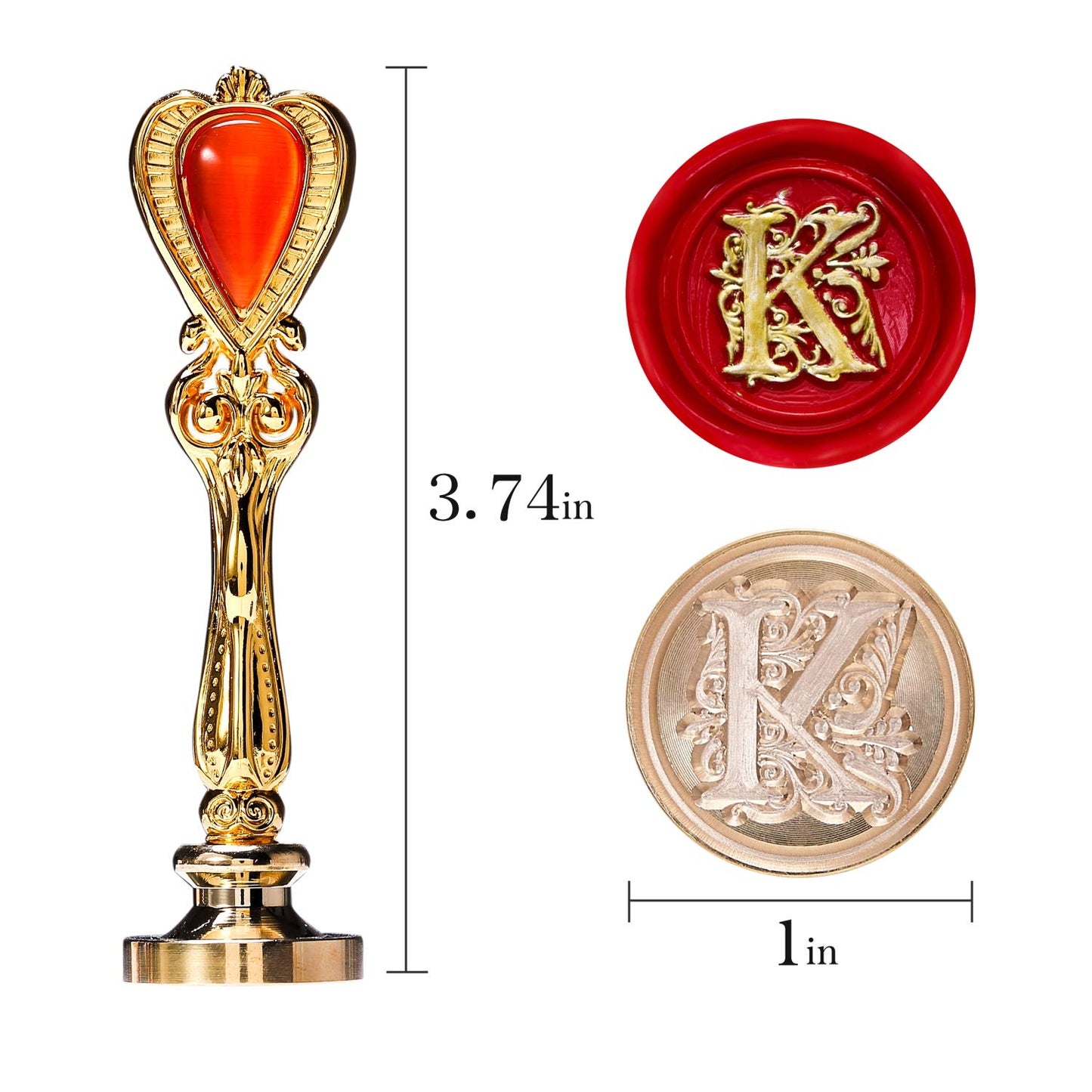 Lucky Goddness Gold Letter K Sealing Wax Stamp, Alphabet Wax Seal Stamp for Envelope Wedding Invitation