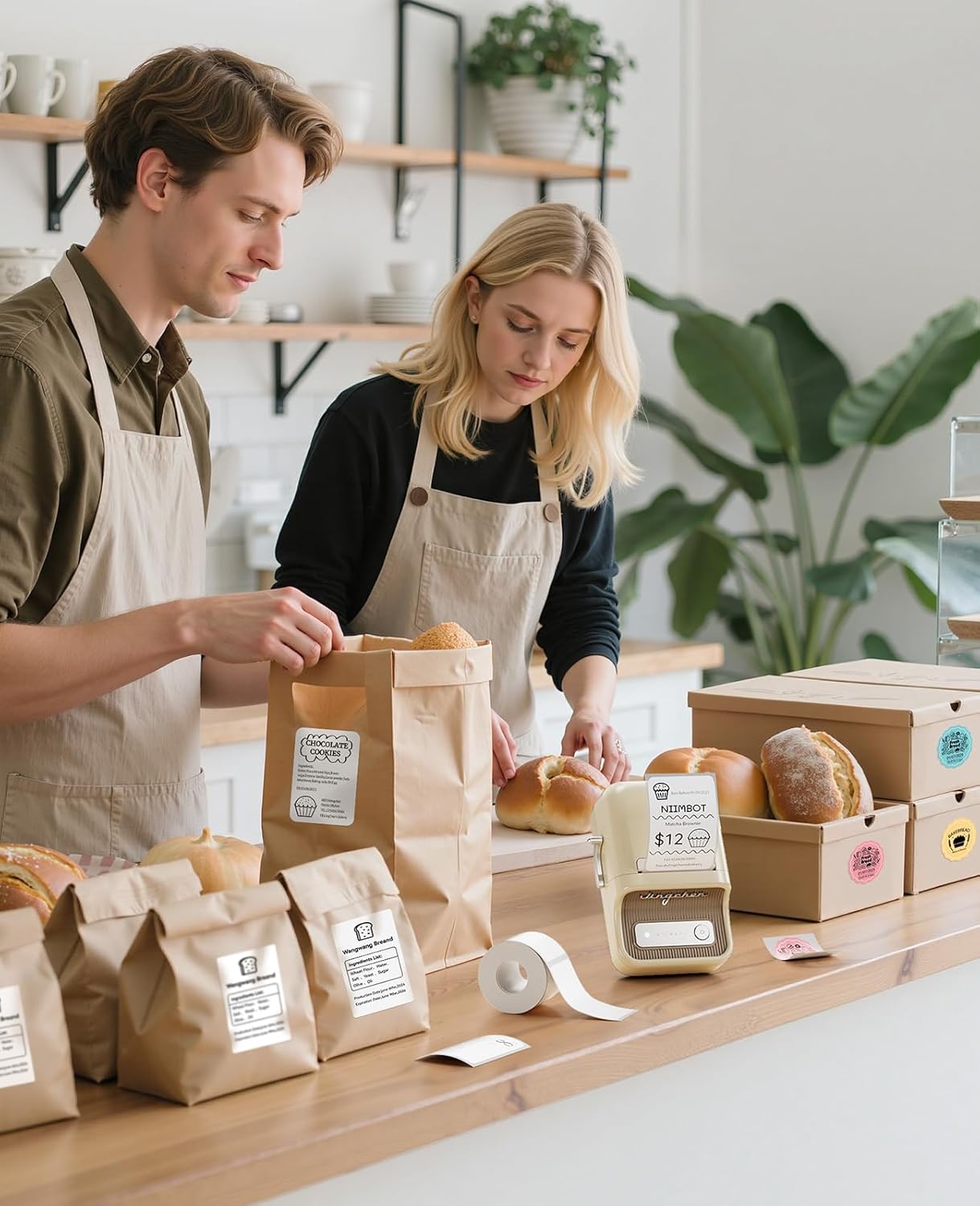 NIIMBOT B21 Label Maker, Thermal Label Printer, Portable Inkless Label Makers for Home/Office/Business, with 1 Pack 50x30mm White Label, Compatible with iOS & Android, (White)