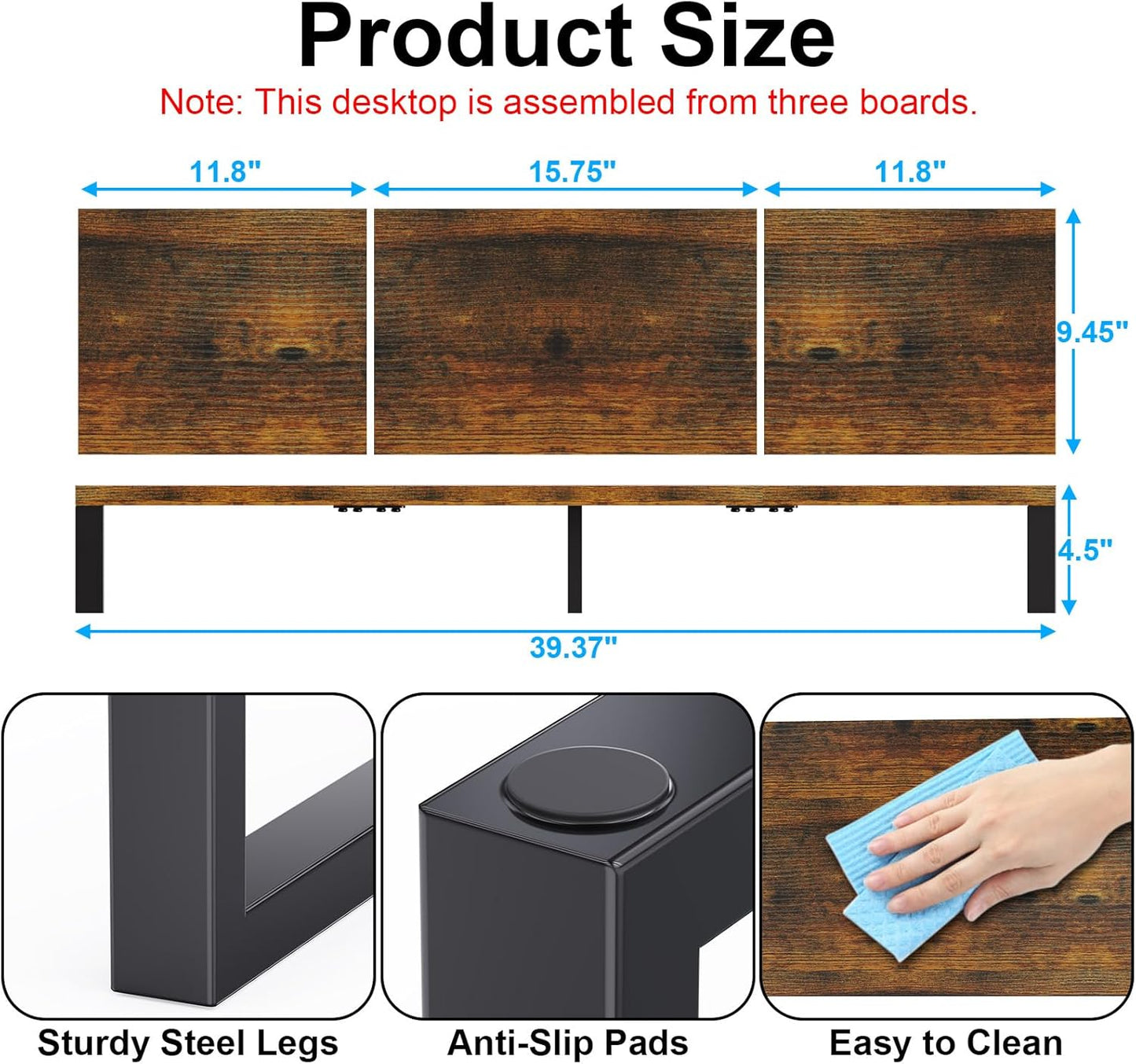 Zimilar Dual Monitor Stand Riser, Large Monitor Stand for Desk, Wood Monitor Riser with Storage Organizer for Home Office, Monitor Stands for 2 Monitors, Desktop Wooden Monitor Riser for Computer