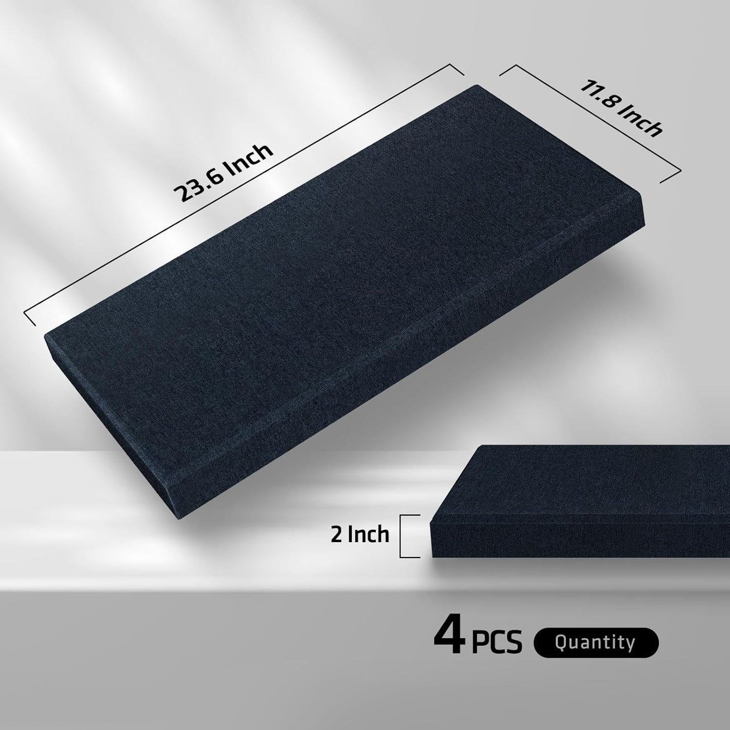 UMIACOUSTICS 4 PCS Acoustic Panels with Hanging Hardware, 2” Thick Fiberglass Sound Proof Panels for Studios, Office, Home Theater Ceiling or Wall- Navy Blue
