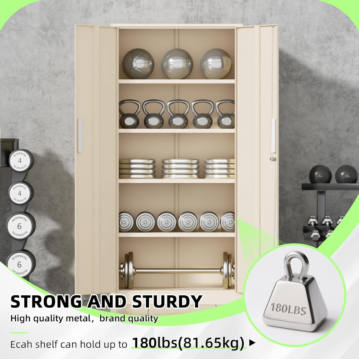 INTERGREAT Metal Storage Cabinet with Doors and Shelves,72" H Gray Steel Tool Locking Cabinet, Metal Storage Cabinets for Home Office, Warehouse, School