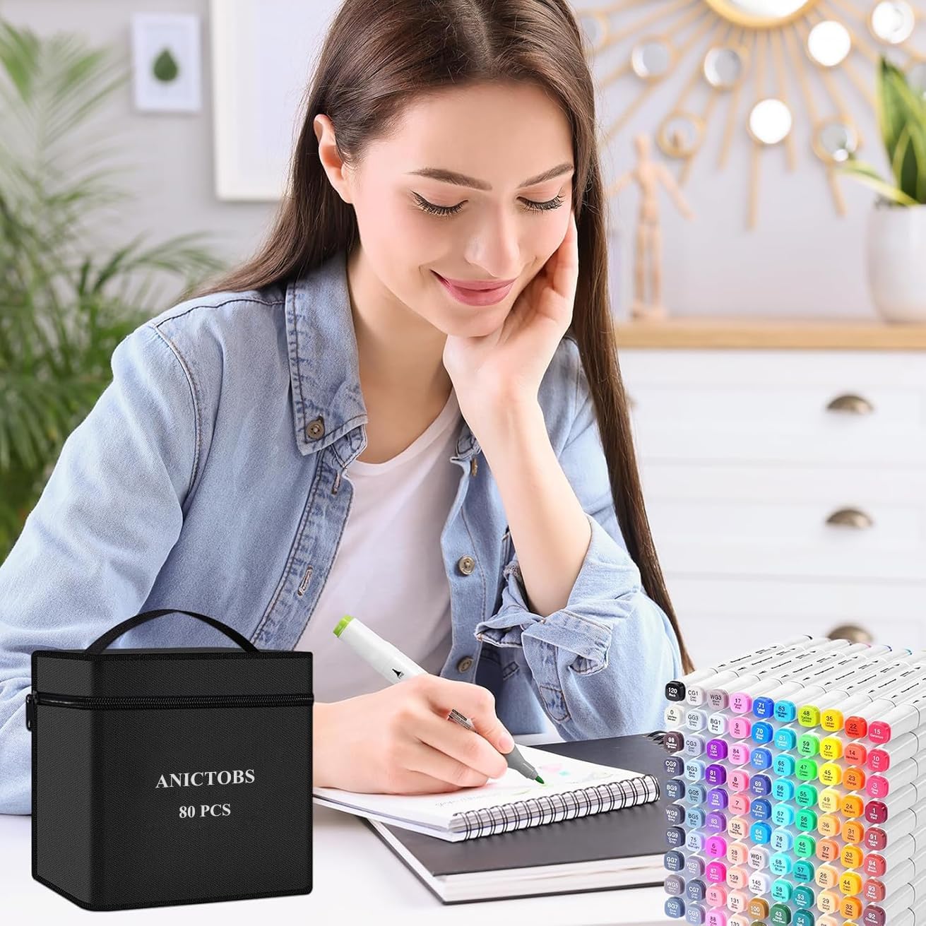 Alcohol Markers 80 Colors with Base Support, Drawing Art Markers Perfect for Students Kids and Adults Comics Sketching Illustration Artistic Creation Gift