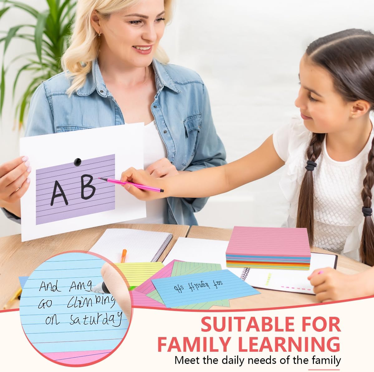 OBTANIM 400 Count 4 x 6 Inch Index Cards Assorted Colors Ruled Index Flash Cards for Studying Taking Note Office Home and School Daily Recording