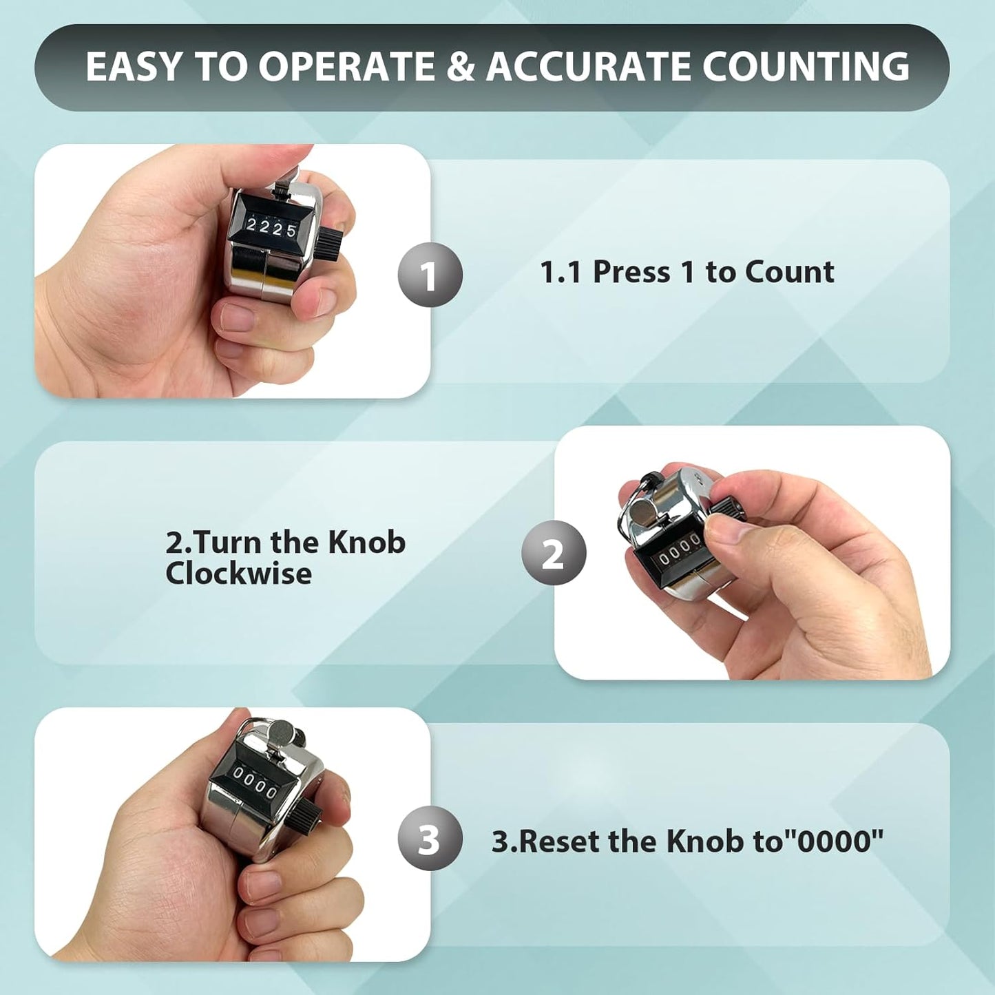 6 Pack Clicker Counter,Metal Hand Tally Counters Clicker with Black Nylon Lanyard,4 Digit Display Pitch Counter for Knitting,Coaching,Golf,Lap,Fishing,Umpire,Baseball,Row Sport