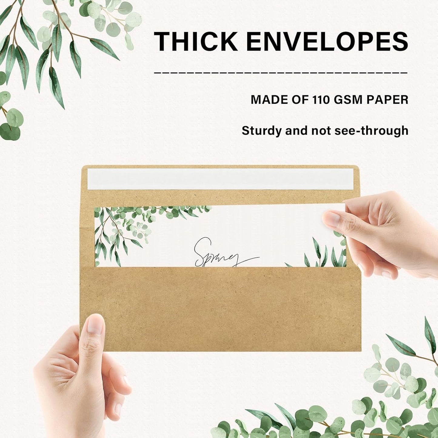 50 Pack #10 Business Envelopes, Self Seal Standard Kraft Envelopes for Secure Business & Legal Mailing, Office, Checks, Letter, Invoices, 4 1/8 x 9 1/2 Inches