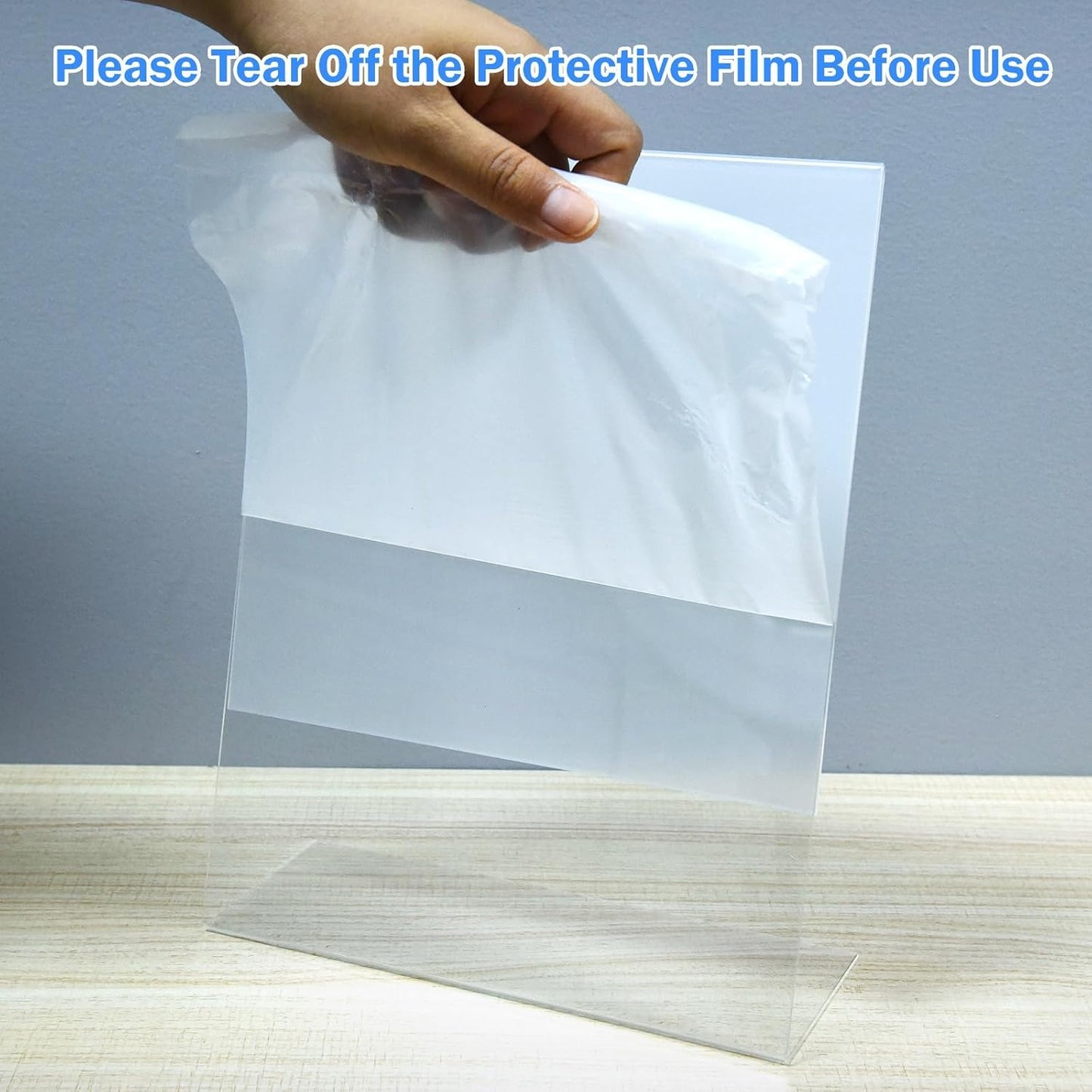 12 Pack Acrylic Sign Holder 8.5 x 11 Slant Back Acrylic Stands for Display Plexiglass Clear Acrylic Display Stands for Ad Frame, Picture Photo Frames, Promotions, Restaurants, Office, Store