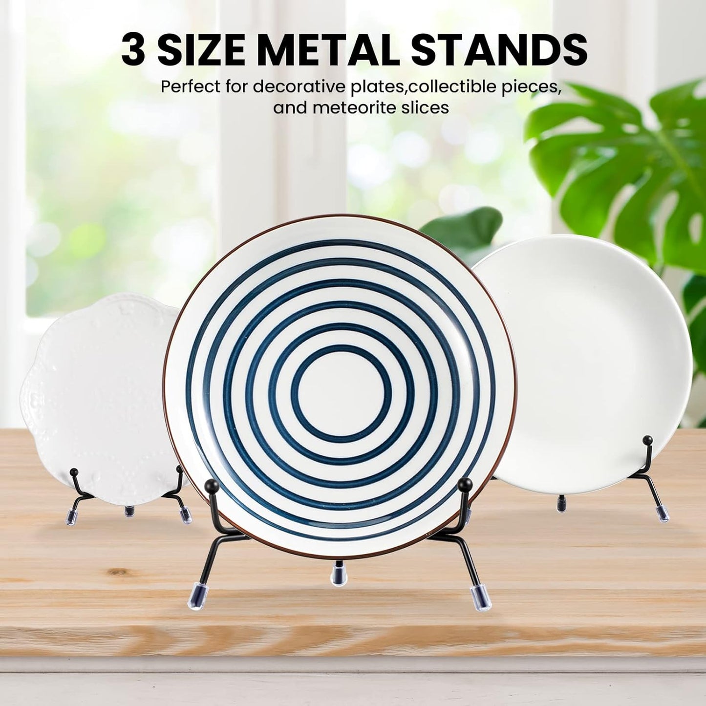 Chumia 18 Pcs Anti Slip Plate Stands for Display, Black Iron Easel Plate Holder Picture Frame Holder Stand for Display Decorative Photo Tabletop Artwork(4, 6, 8 Inch)