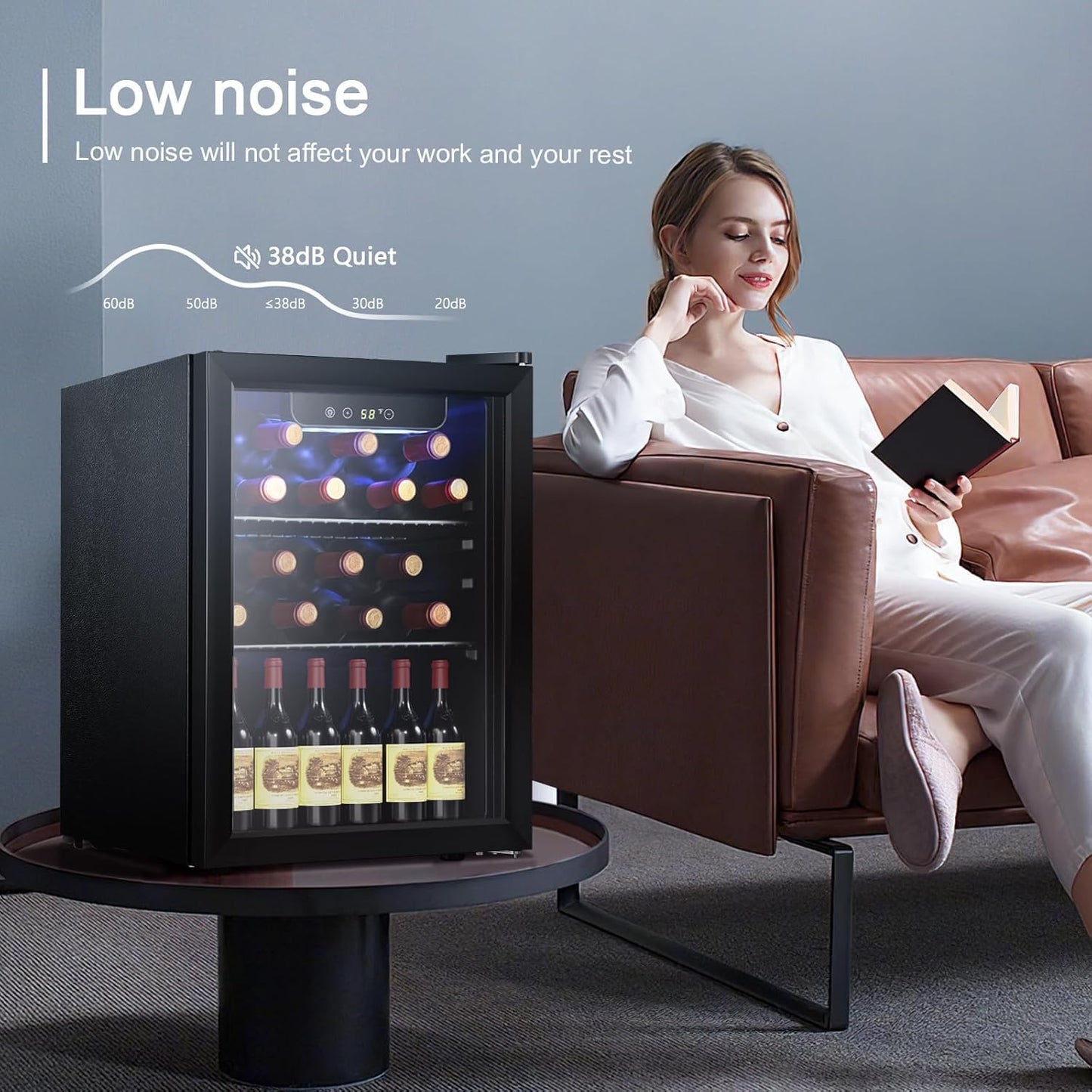 Antarctic Star Wine Cooler, Beverage Refrigerator,16 Bottle 68 Can Freestanding Wine Cellar Front Glass Door for Home and Bar, Digital Temp Control, Blue LED, 1.7 Cu.Ft.