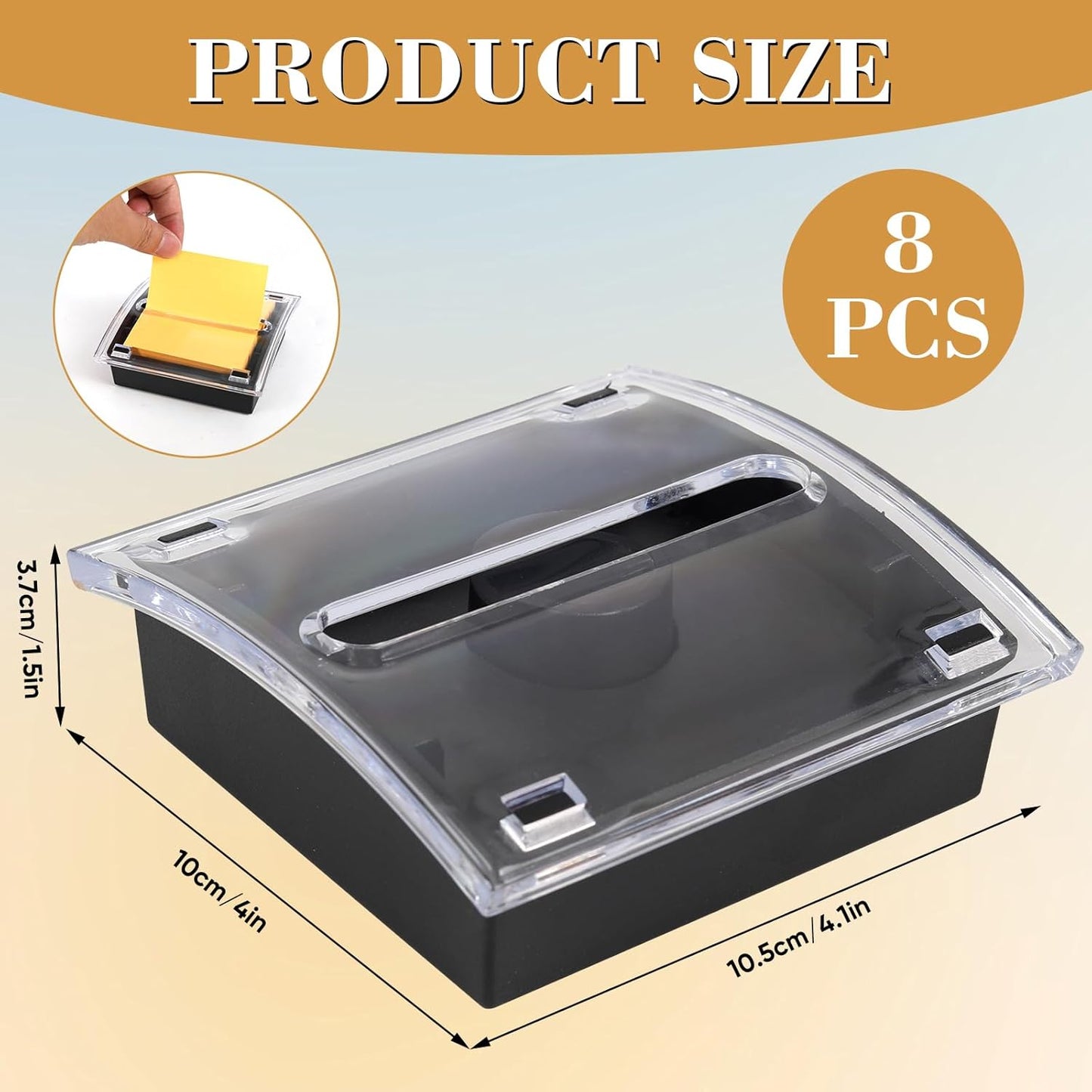 8 Pcs Pop Up Note Dispenser，Sticky Note Holder ，3 x 3 Inch，Clear Top and Black Base Sticky Notes Dispenser for School Office Home Store Classroom Desk Supplies