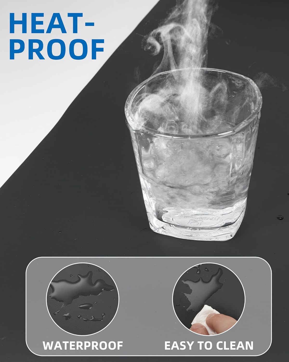 Leather Desk Pad Blotter,Mouse Pad,Office Desk Mat, Non-Slip PU Leather Desk mat,Large Desk mat,Waterproof Keyboard mat for Office/Home/Decor (Black,31.5" x 15.7")